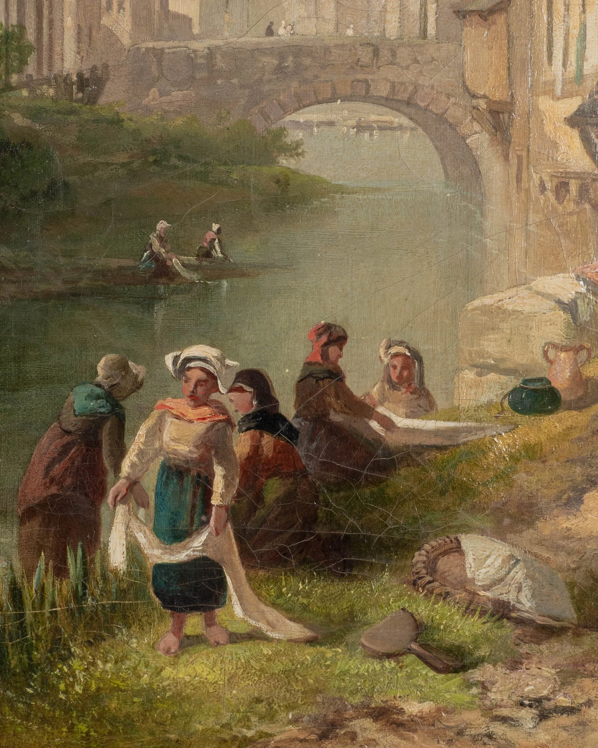 19th Century Painting by James Vivien de Fleury "Montfort, Brittany"