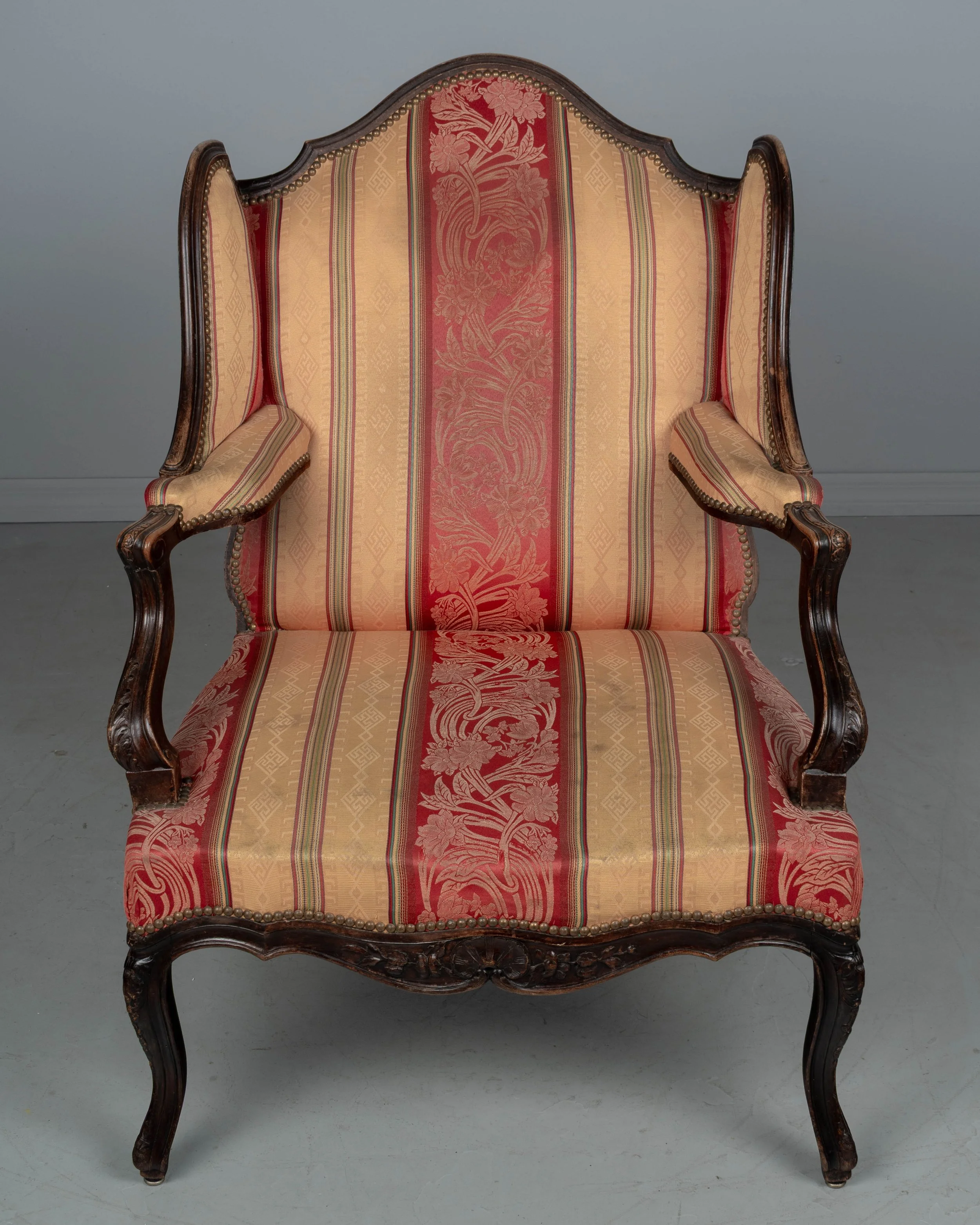 19th Century Louis XV Style Wingback Fauteuil or Armchair