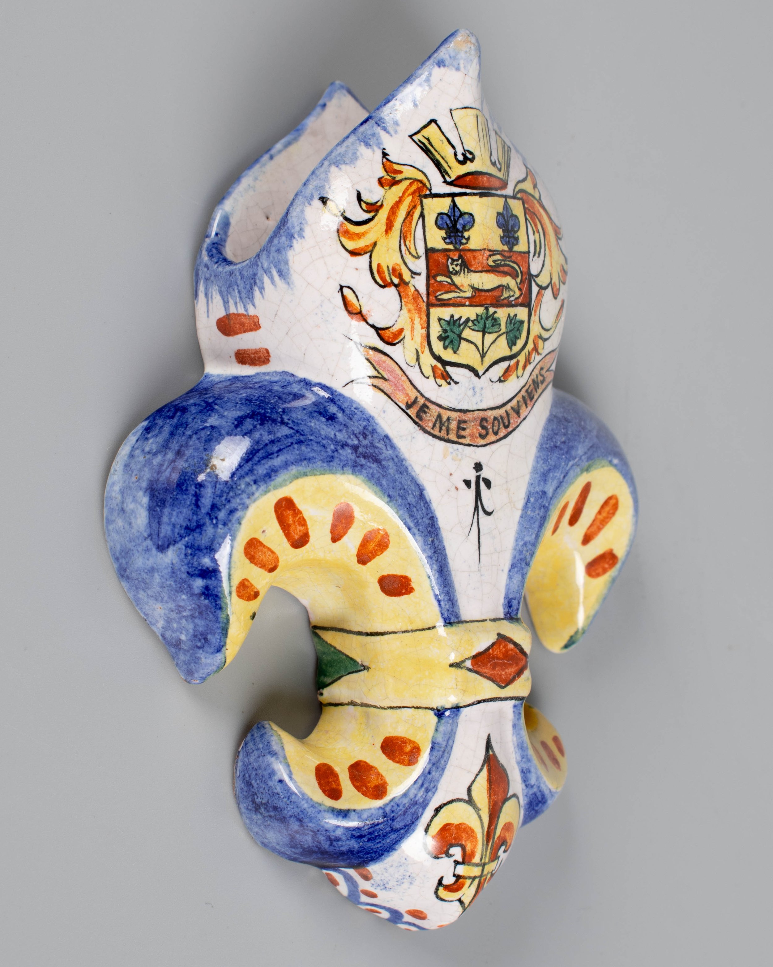 19th Century French Faience Fleur de Lis Wall Pocket