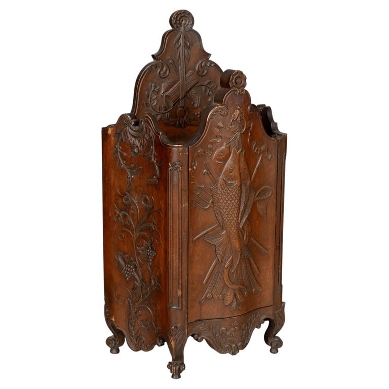 French Fariniere Box, Hand-Carved Walnut