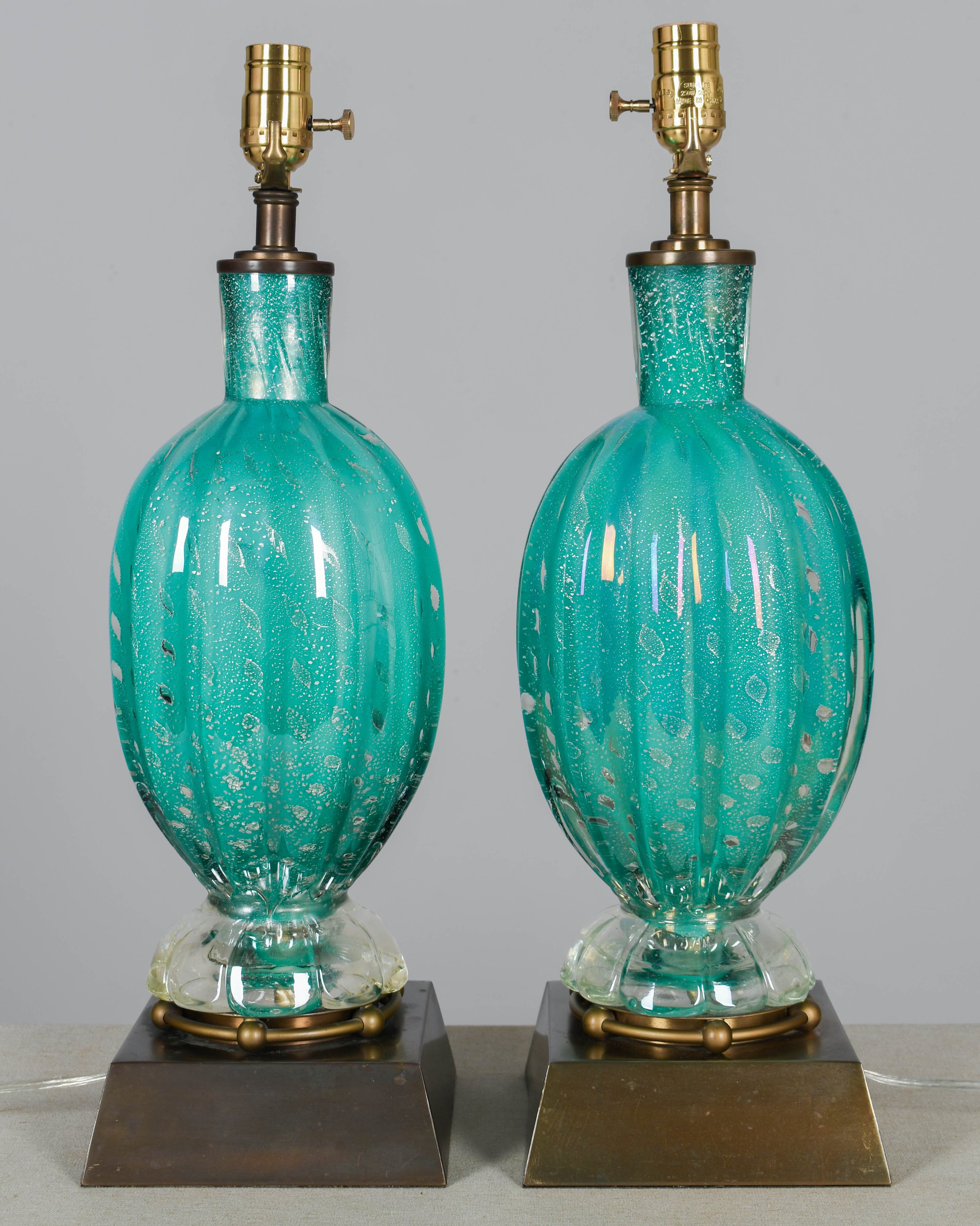 A pair of Mid Century Murano glass lamps by Barovier & Toso.