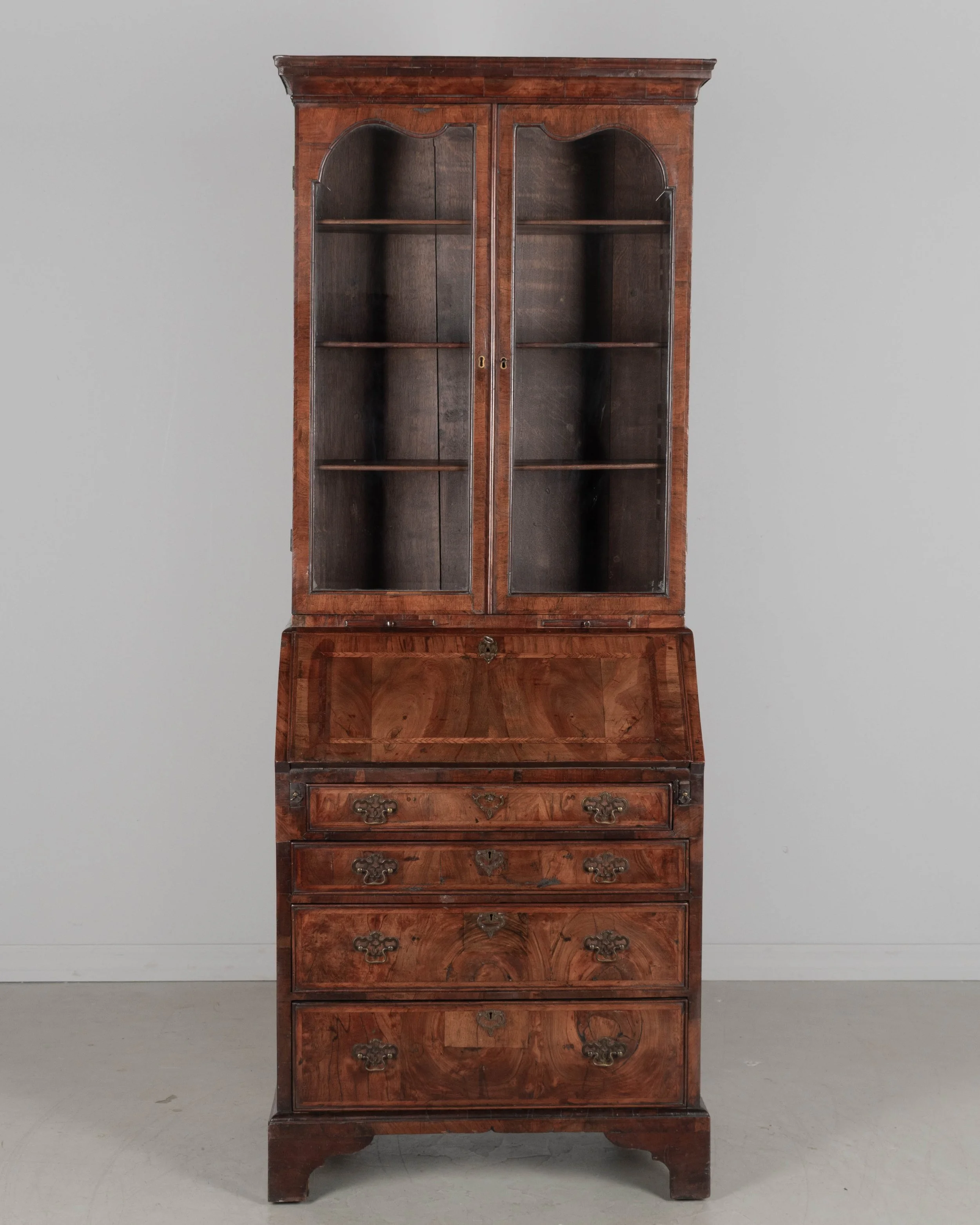 18th Century English Walnut Bureau Bookcase, or Secretary Desk