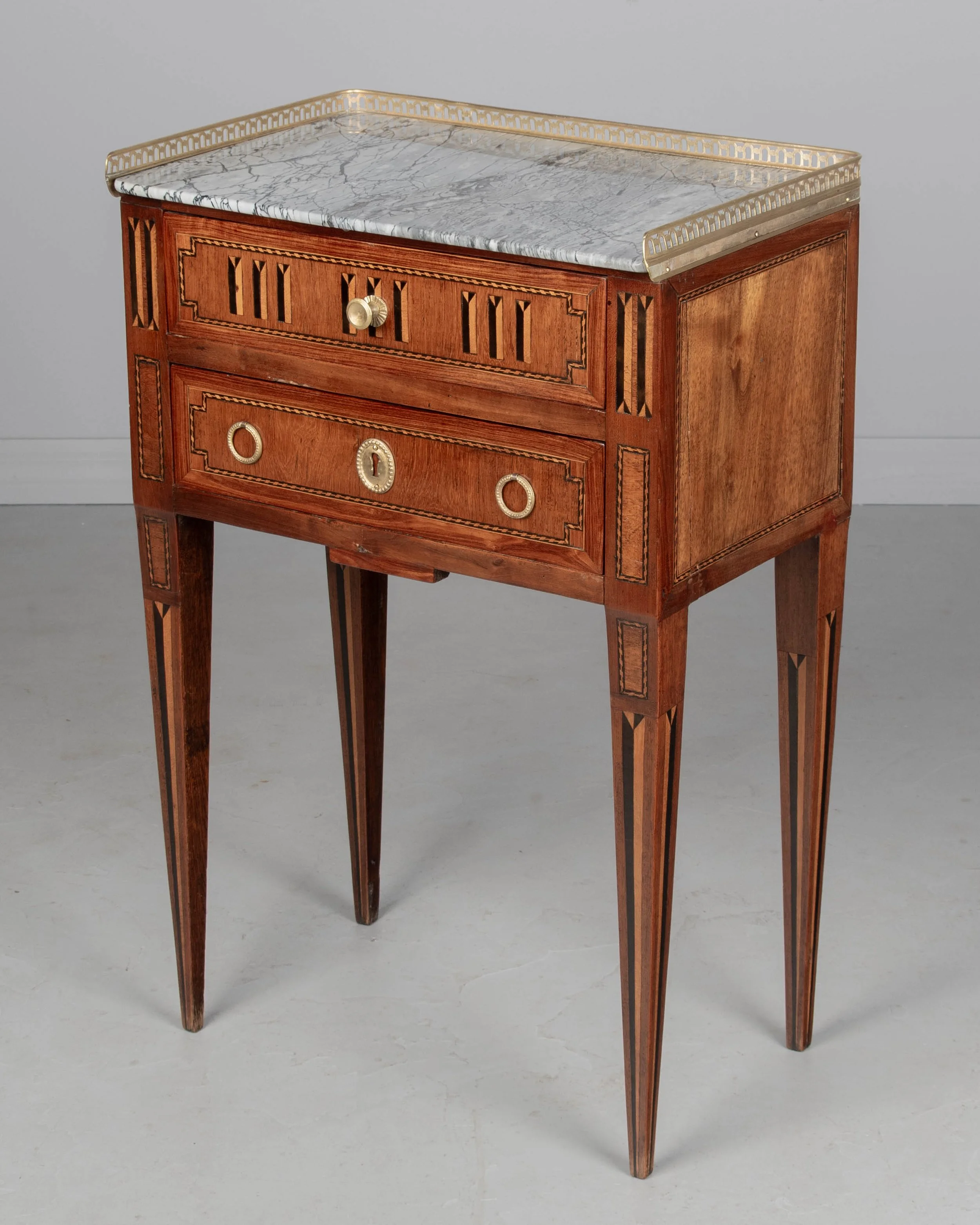 19th Century Louis XVI Style Marble Top Side Table