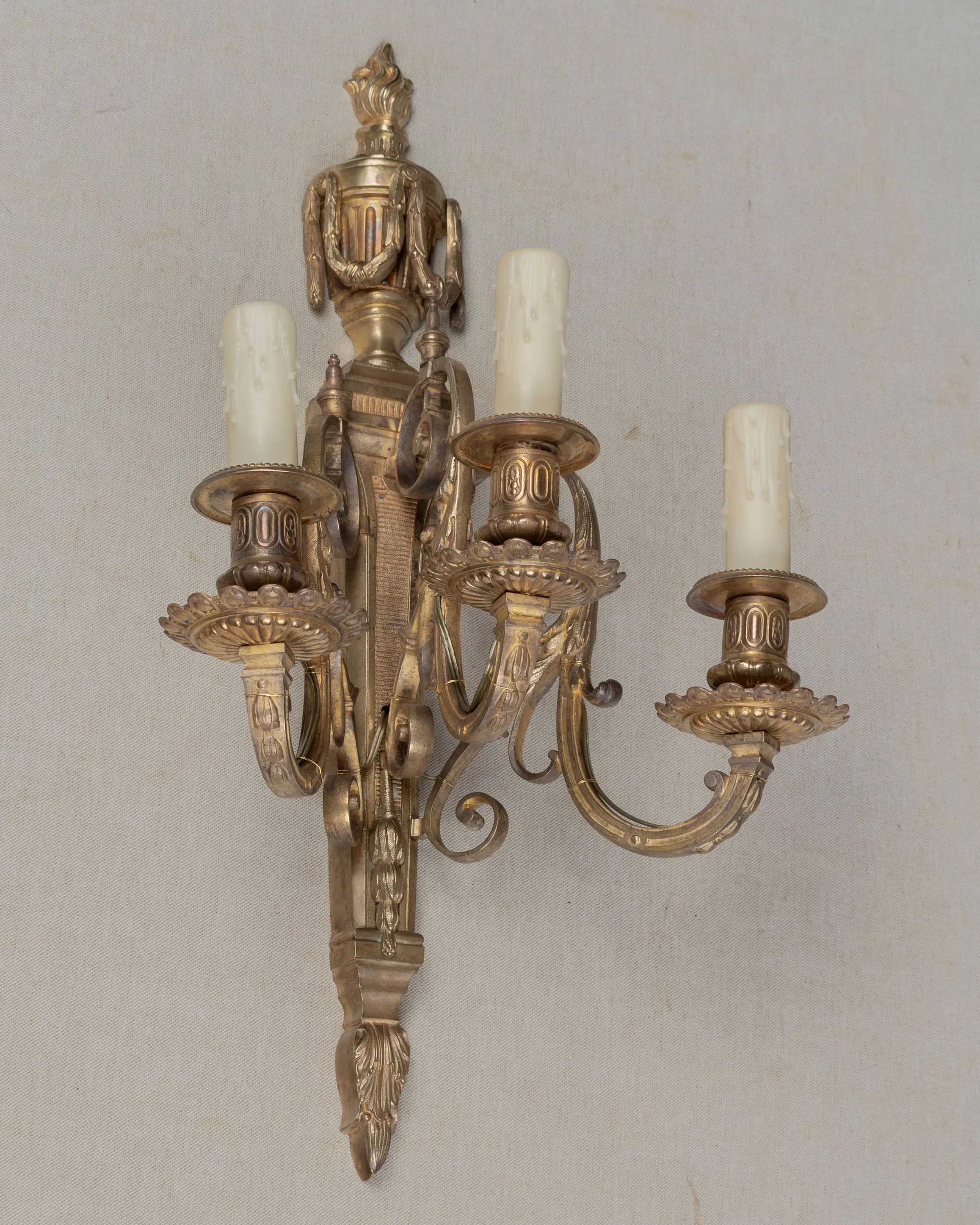 Pair of 19th Century Louis XVI Style Cast Bronze Wall Sconces