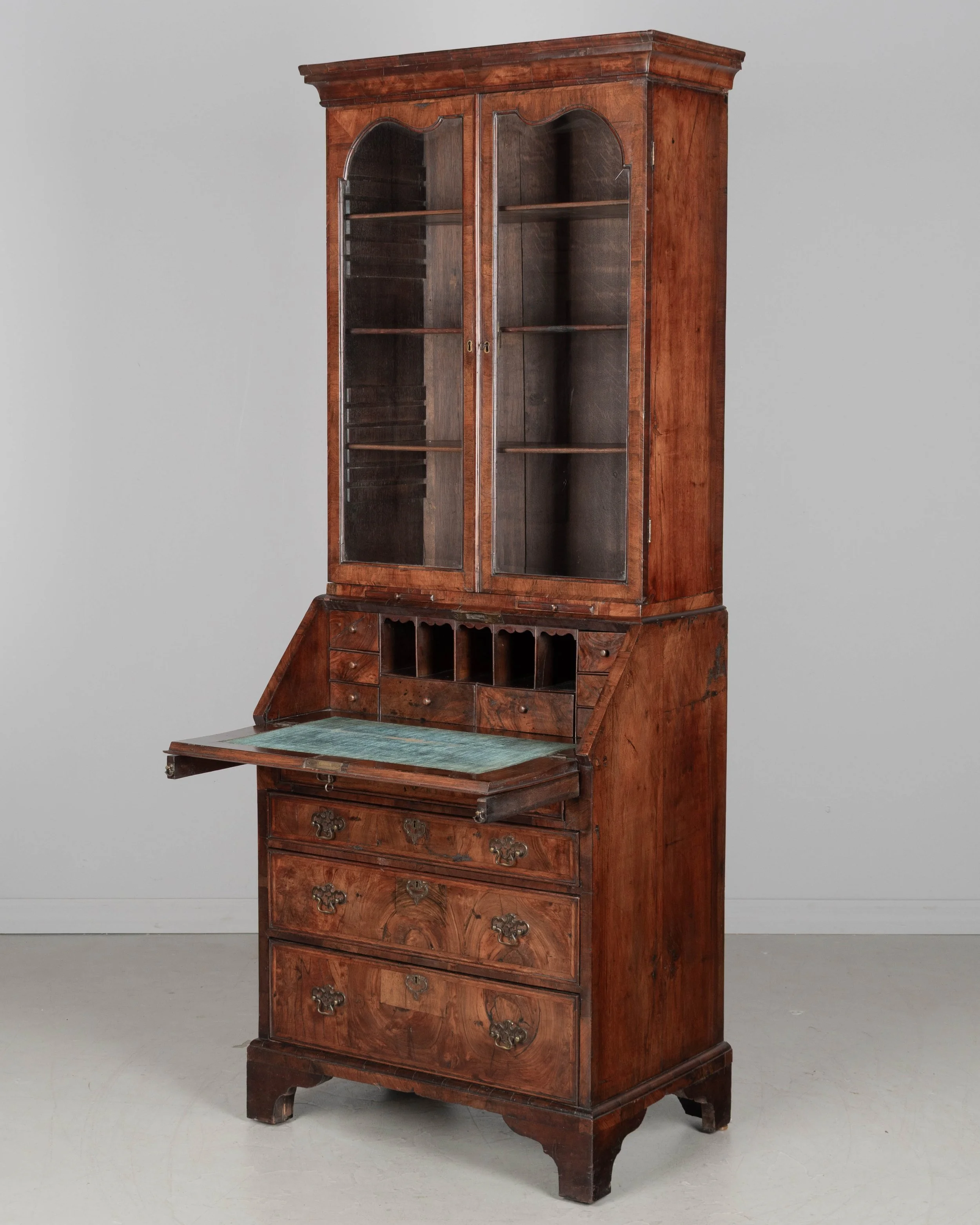 18th Century English Walnut Bureau Bookcase, or Secretary Desk