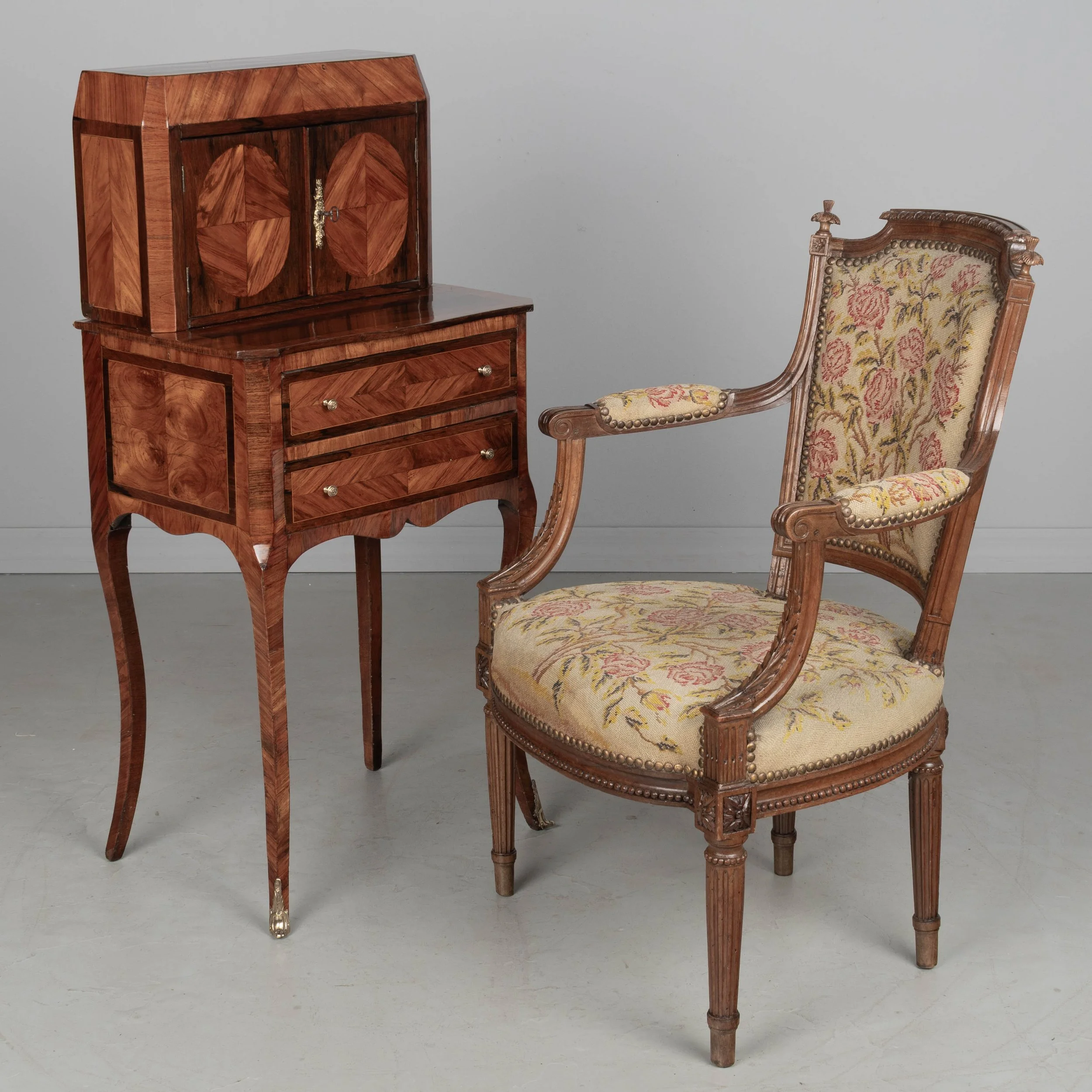 18th Century Louis XVI Marquetry Bonheur Du Jour Table