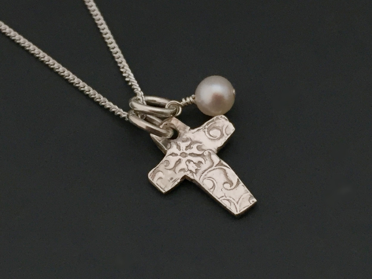 Small Cross Necklace - Pearl Charm or Birthstones — Amling Designs -  Artisan Jewelry Gifts- Shop all Collections