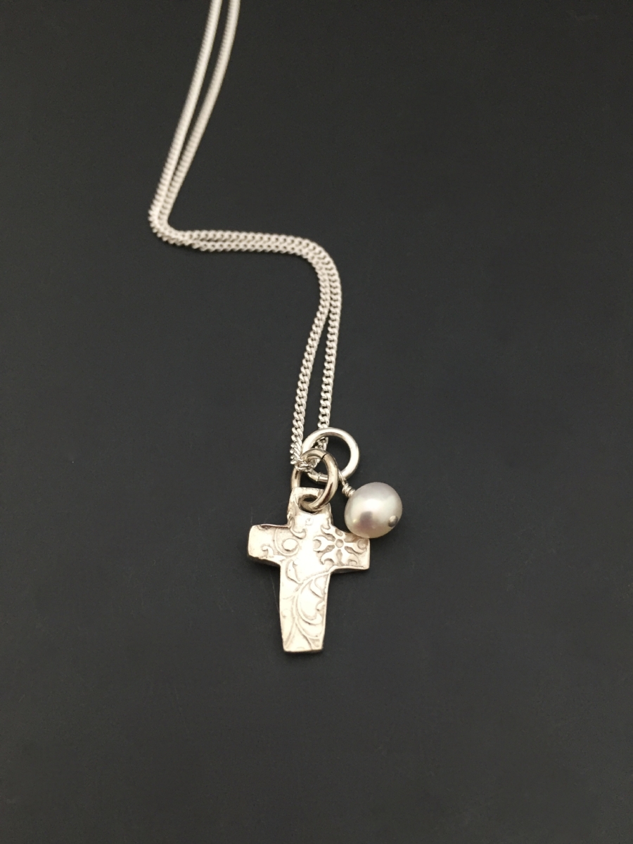 Small Cross Necklace - Pearl Charm or Birthstones — Amling Designs -  Artisan Jewelry Gifts- Shop all Collections