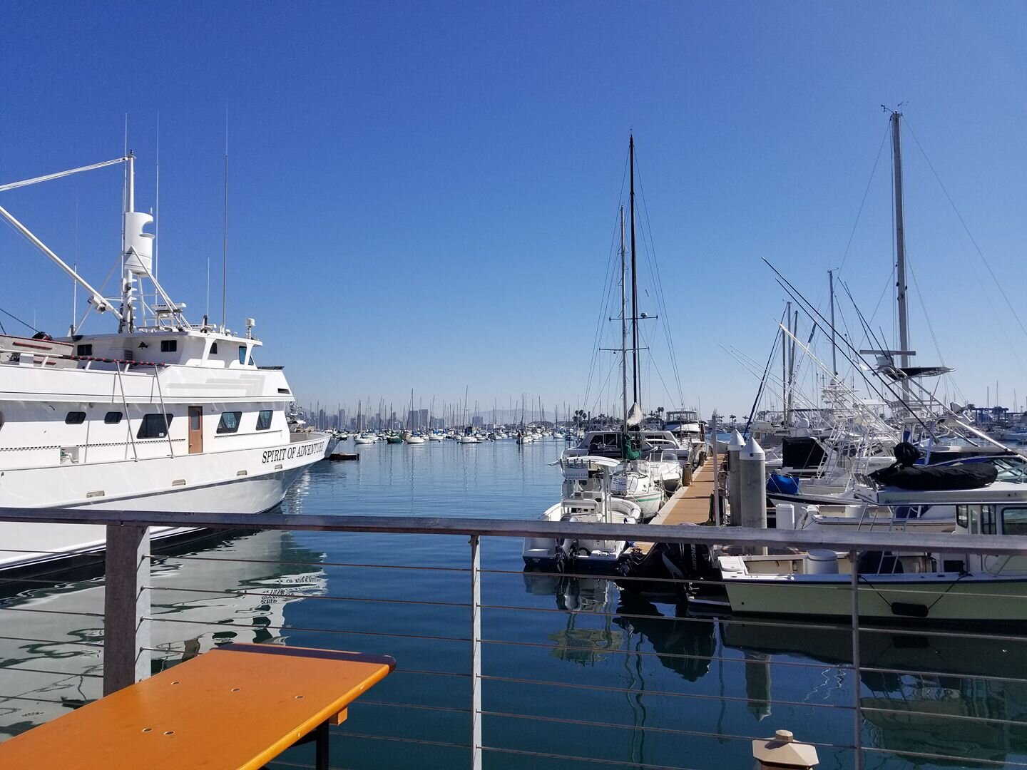 View of America's Cup harbor from Eppig Brewing