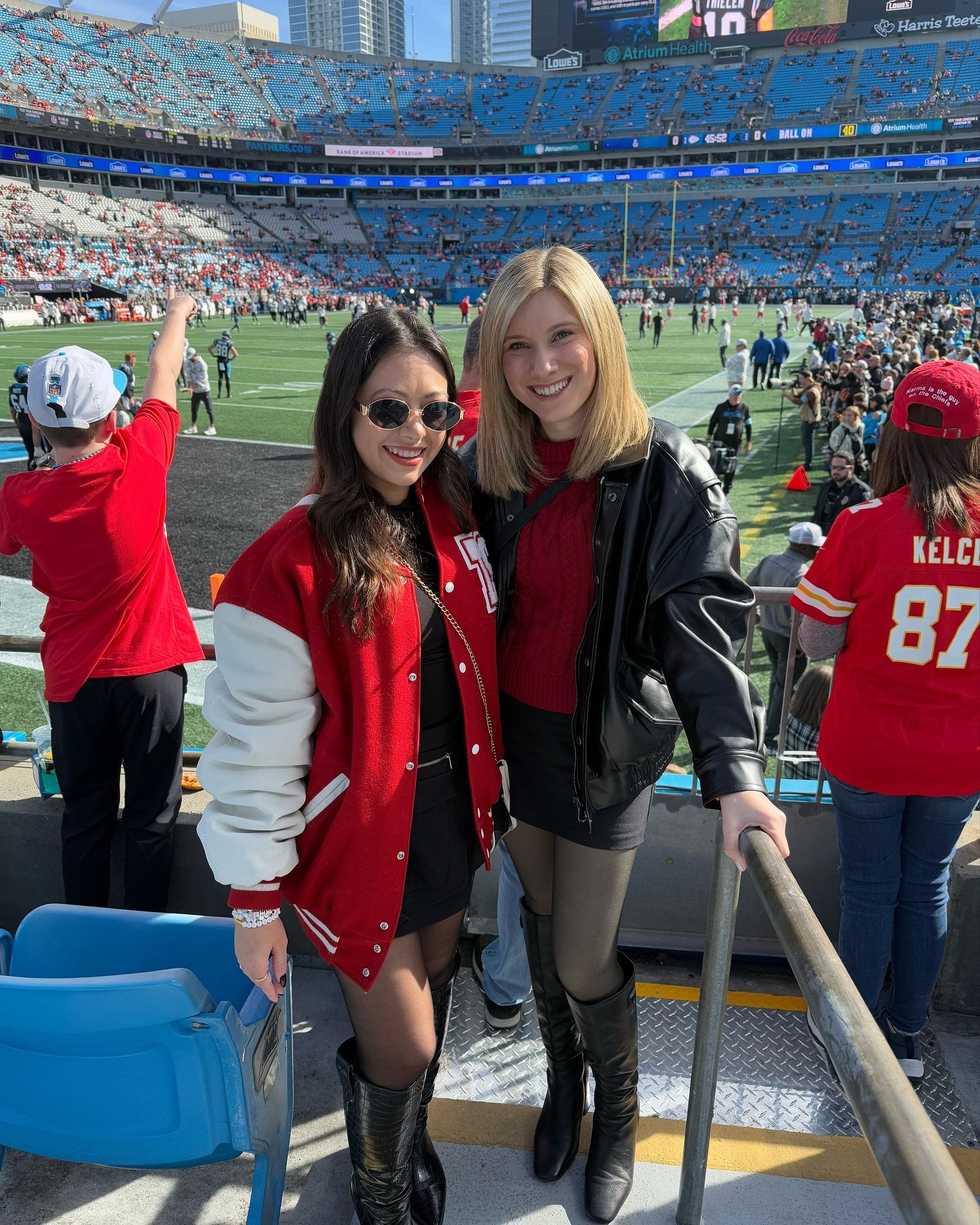 Karma is the guy on the Chiefs ❤️💛 Had a great weekend seeing the Chiefs play the Panthers in North Carolina (and getting a special tour of Bank of America Stadium!) 🏈 #chiefs #panthers #nfl