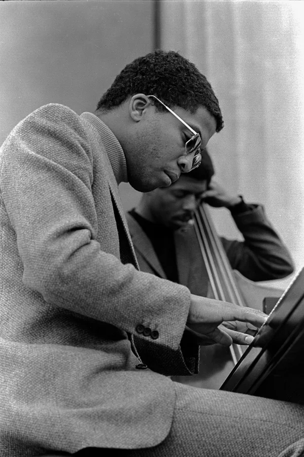   Herbie Hancock  (piano player, age 27) and  Ron Carter  (bass player, age 30) at the Berkeley Jazz Festival. Herbie Hancock had just left Miles Davis's band months before this appearance. 