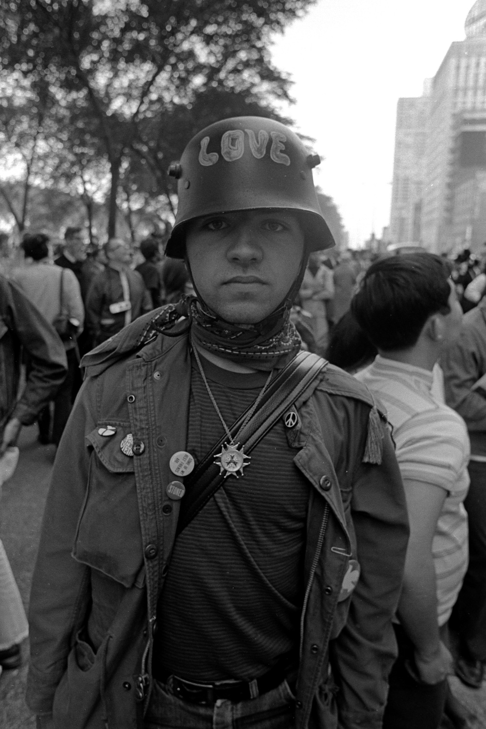  Tough love in 1968 meant dressing for combat, but showing your adversaries you were part of the love army. 