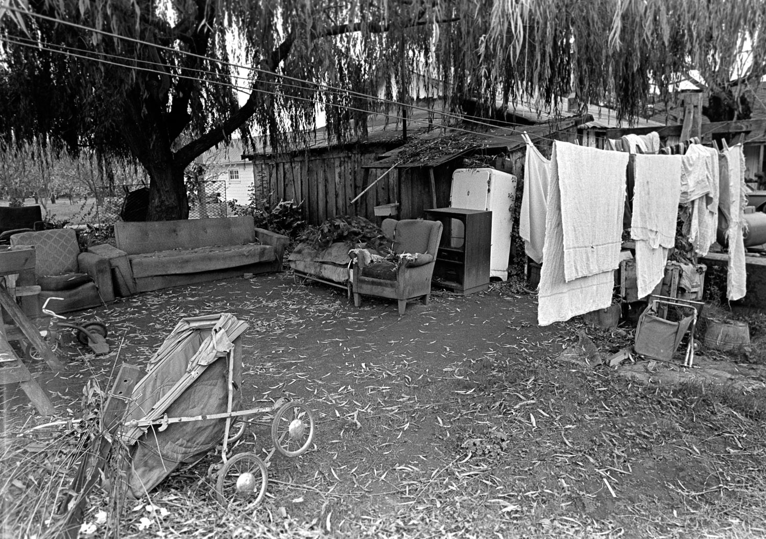 The furniture that was too old for the living room became their outdoor furniture.