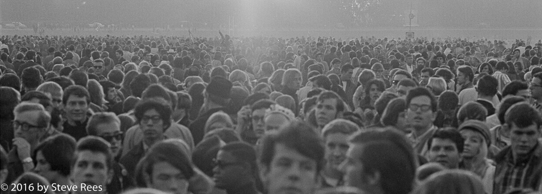 The crowd was estimated to be between 15,000 and 30,000. It was the biggest gathering of long-hairs and rabble-rousers at the time.