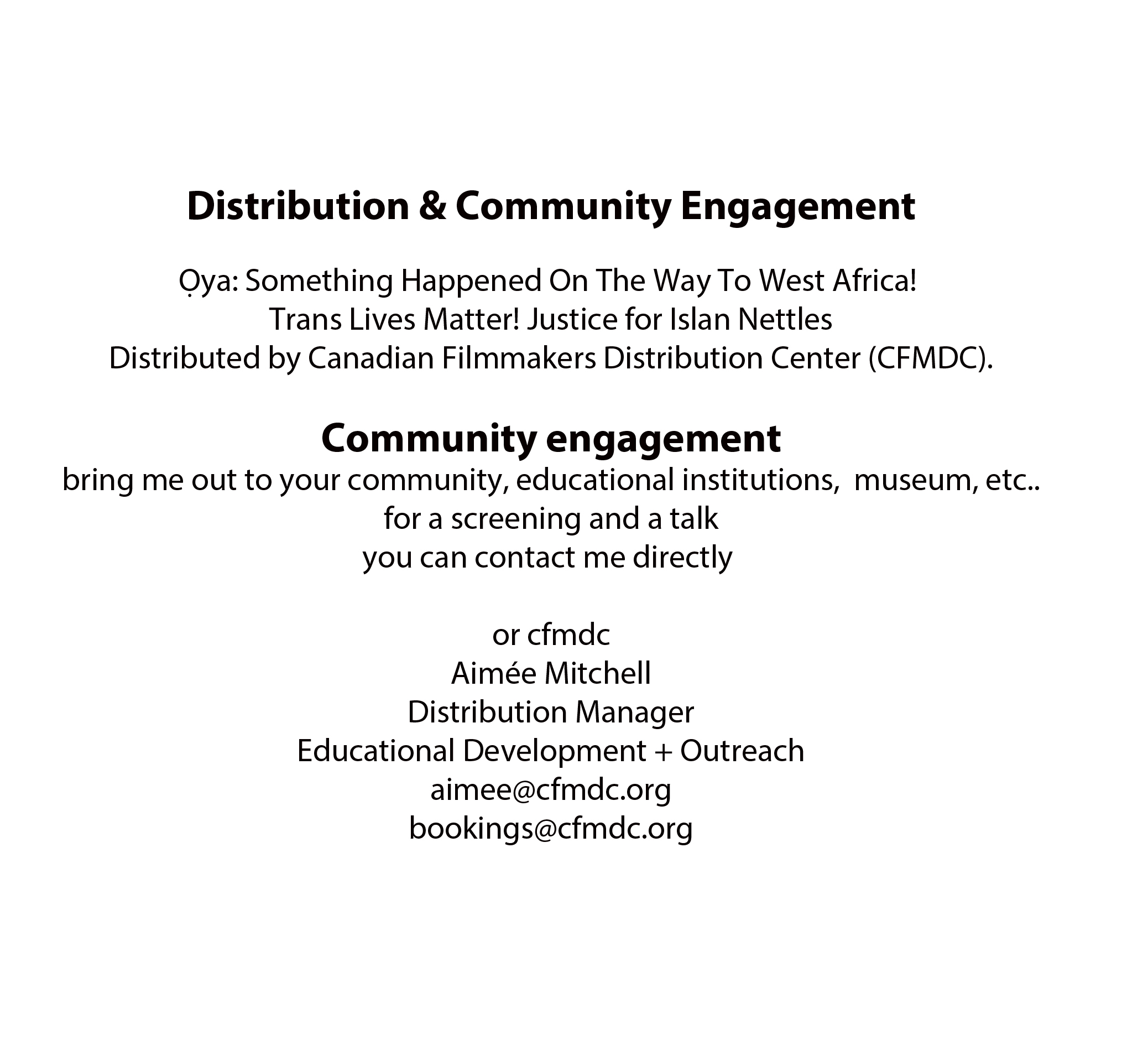 Distribution & community engagement