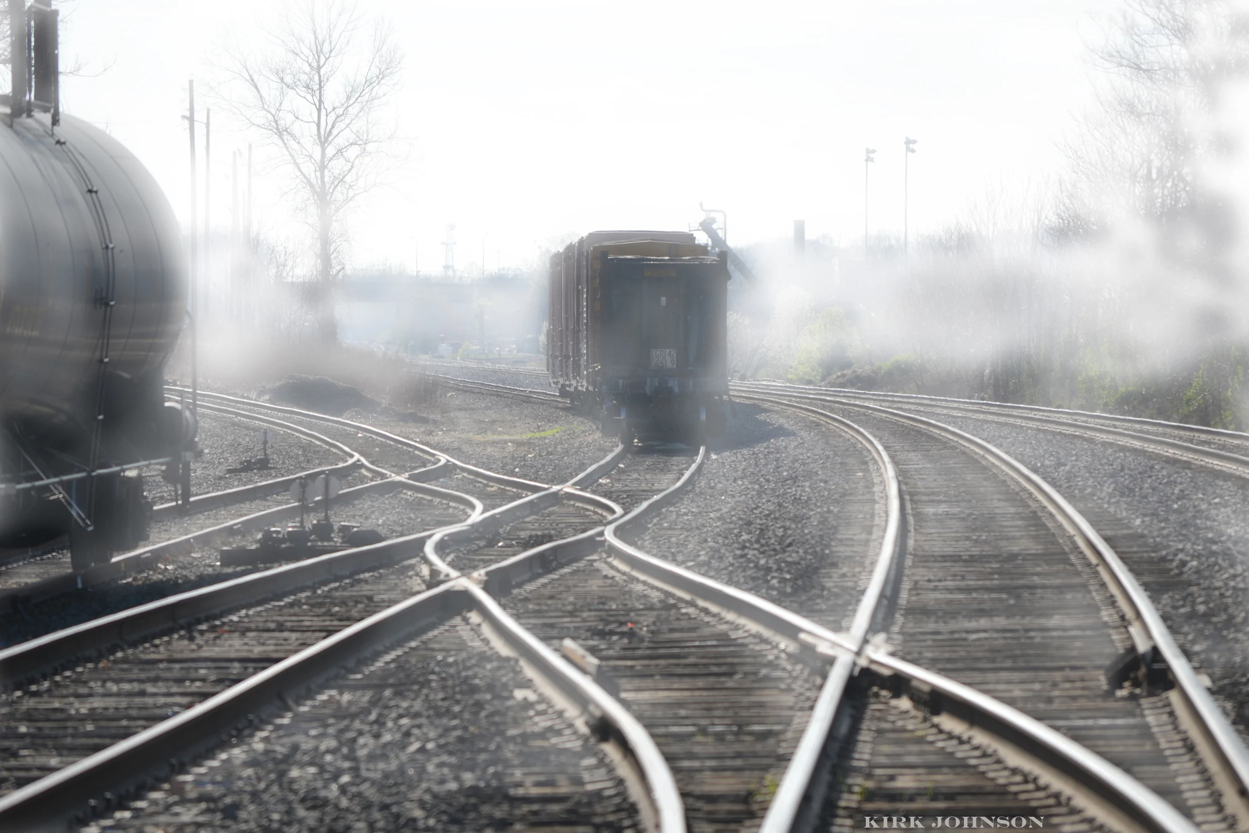 Fog on the train tracks
