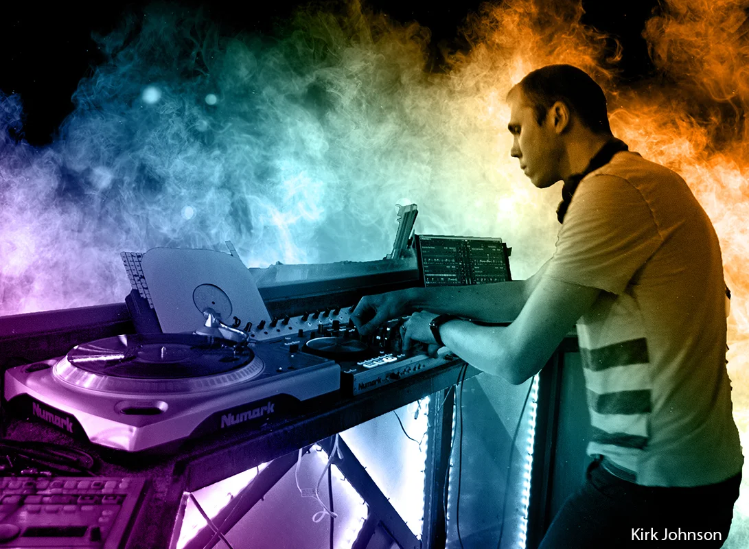 Disc jockey at the Pancakes &amp; Booze Art Show, Washington DC 