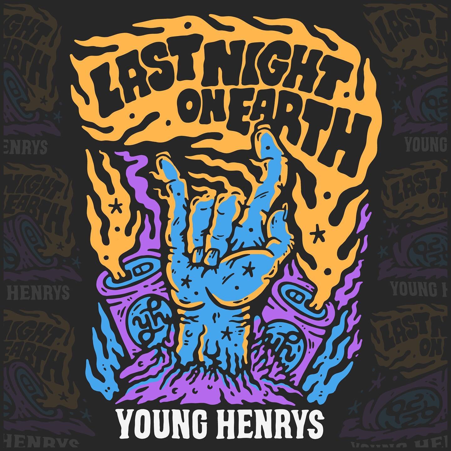 New shirt artwork froooom beyooooob the grraaaaaave for Southport&rsquo;s @lastnighton_earth bar. A fresh collab with @younghenrys, get in there for some good beers and gooder times!
I painted a big mural upstairs there back in 2018, I can only imagi