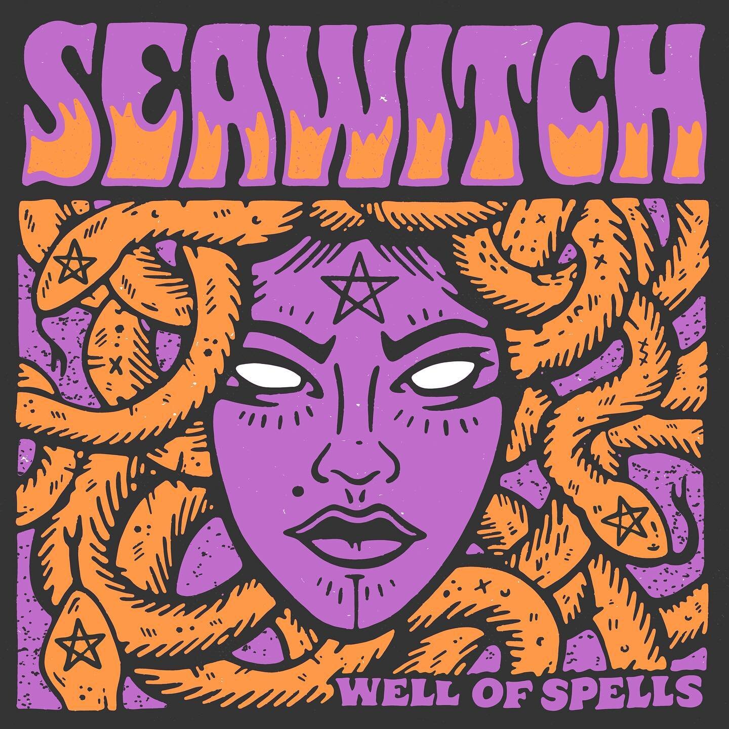 Cover artwork for @seawitchtheband&rsquo;s debut album WELL OF SPELLS. Was a pleasure working with @captainfifi of Def FX and @spiff._ of The Hellmenn on this one.
For now the single WITCHES FOREVER is up and out. The full album is available on purpl