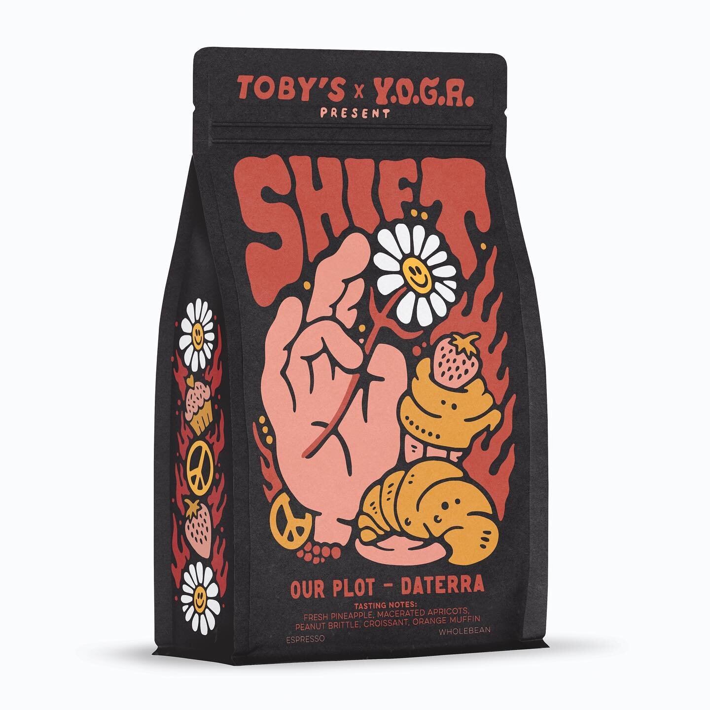 Packaging artwork for SHIFT, an exciting coffee-collaboration between @tobysestatecoffee and @youreonlygreatalways (with Reuben from @pekingduk).

The idea is simple, to make a morning cuppa that allows you to take a deep breath and take a moment to 