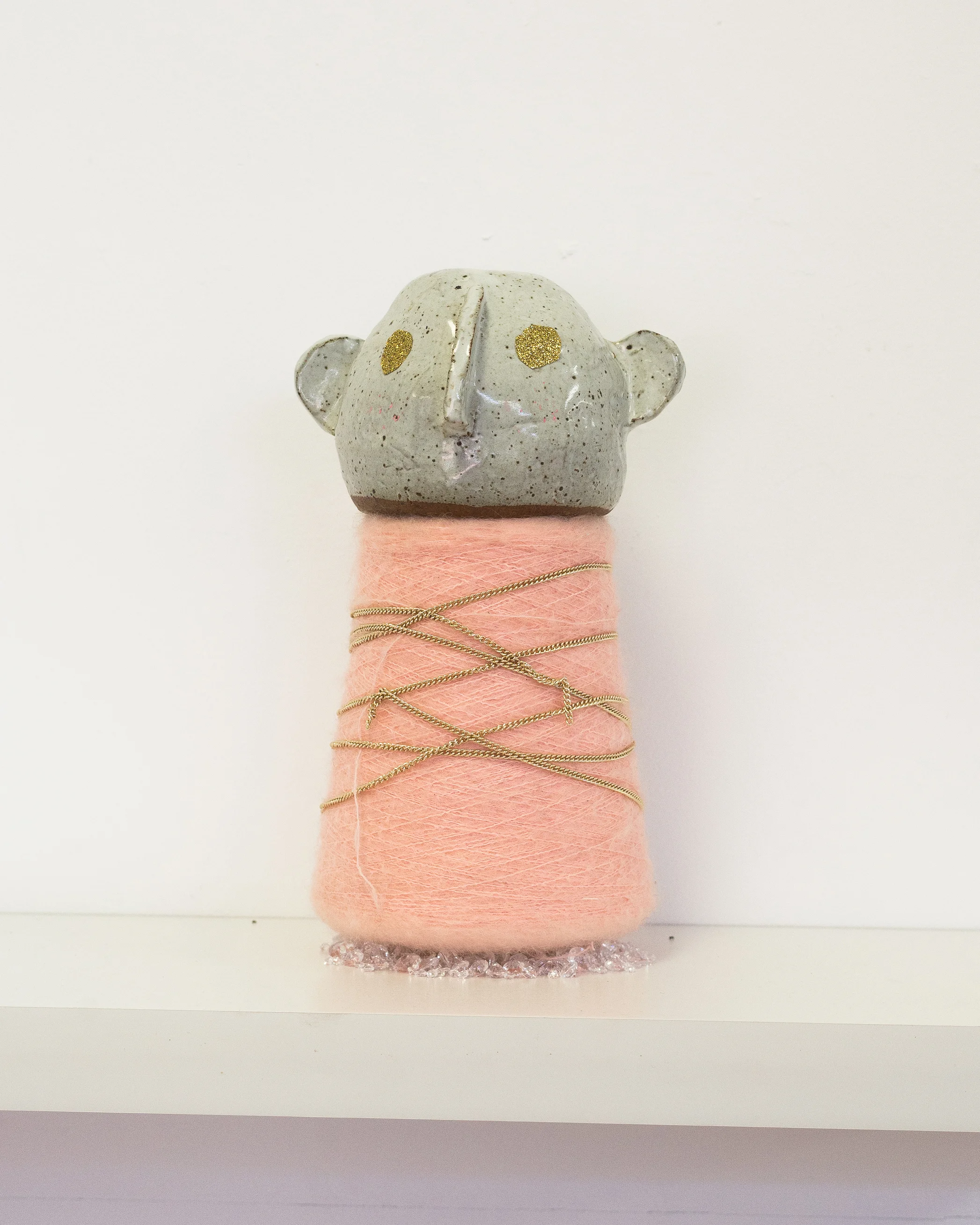 Morgan Stoneware, chain, cotton, diamontes, glitter sticker. 