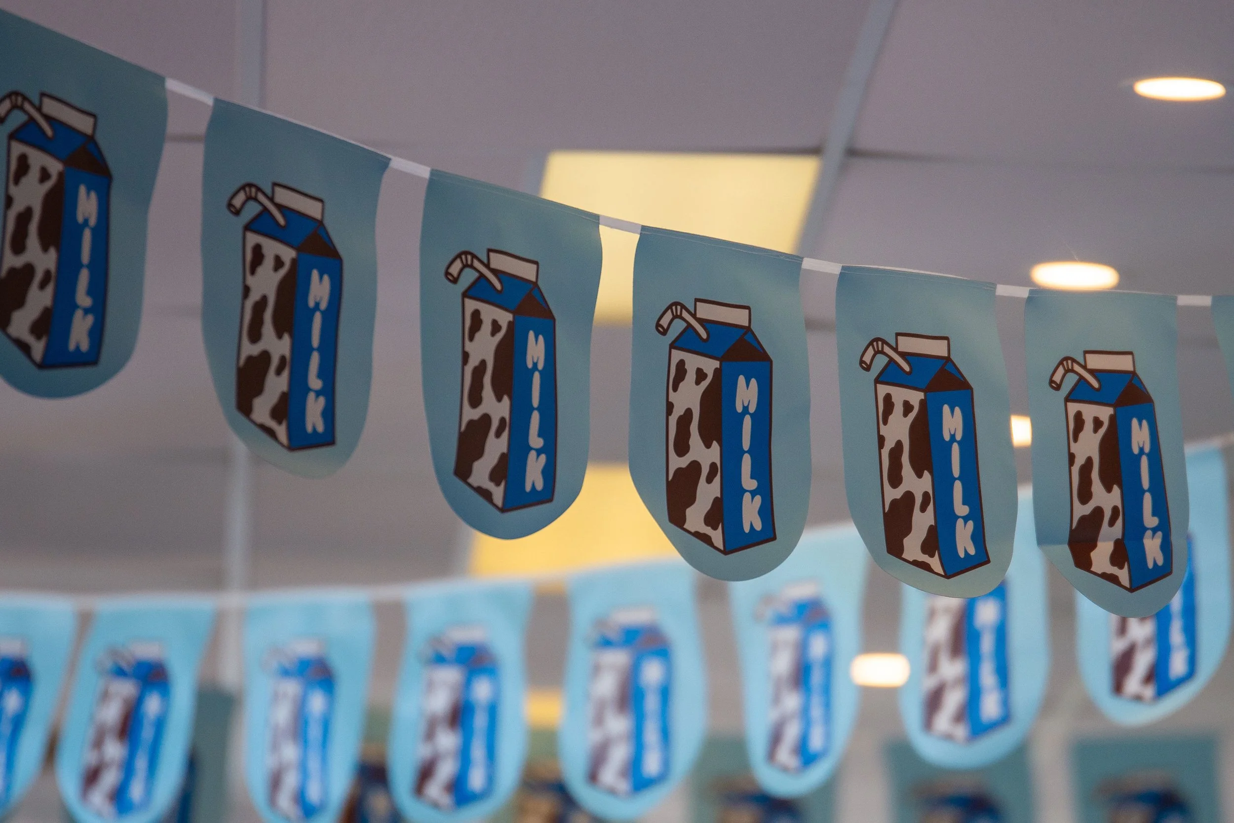 Custom designed bunting for the dairy pavilion 