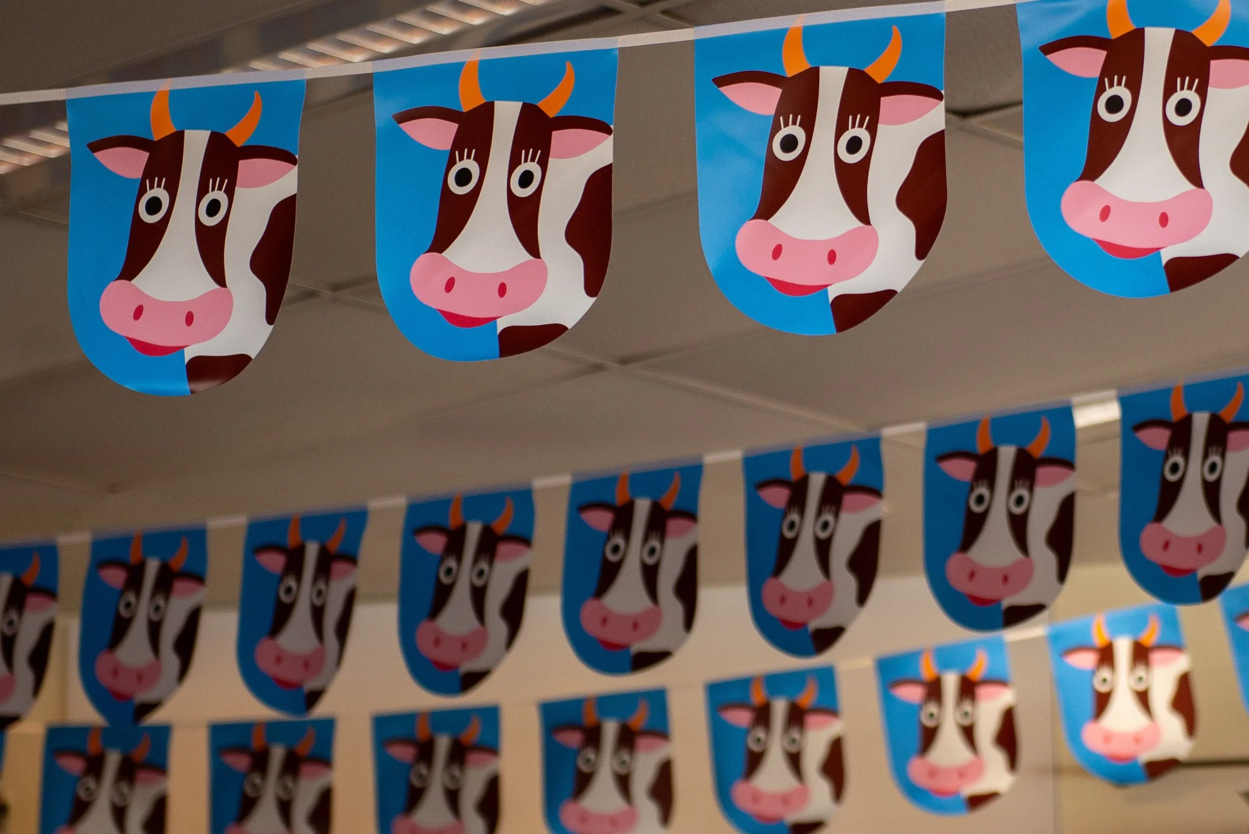 Custom designed bunting for the dairy pavilion 