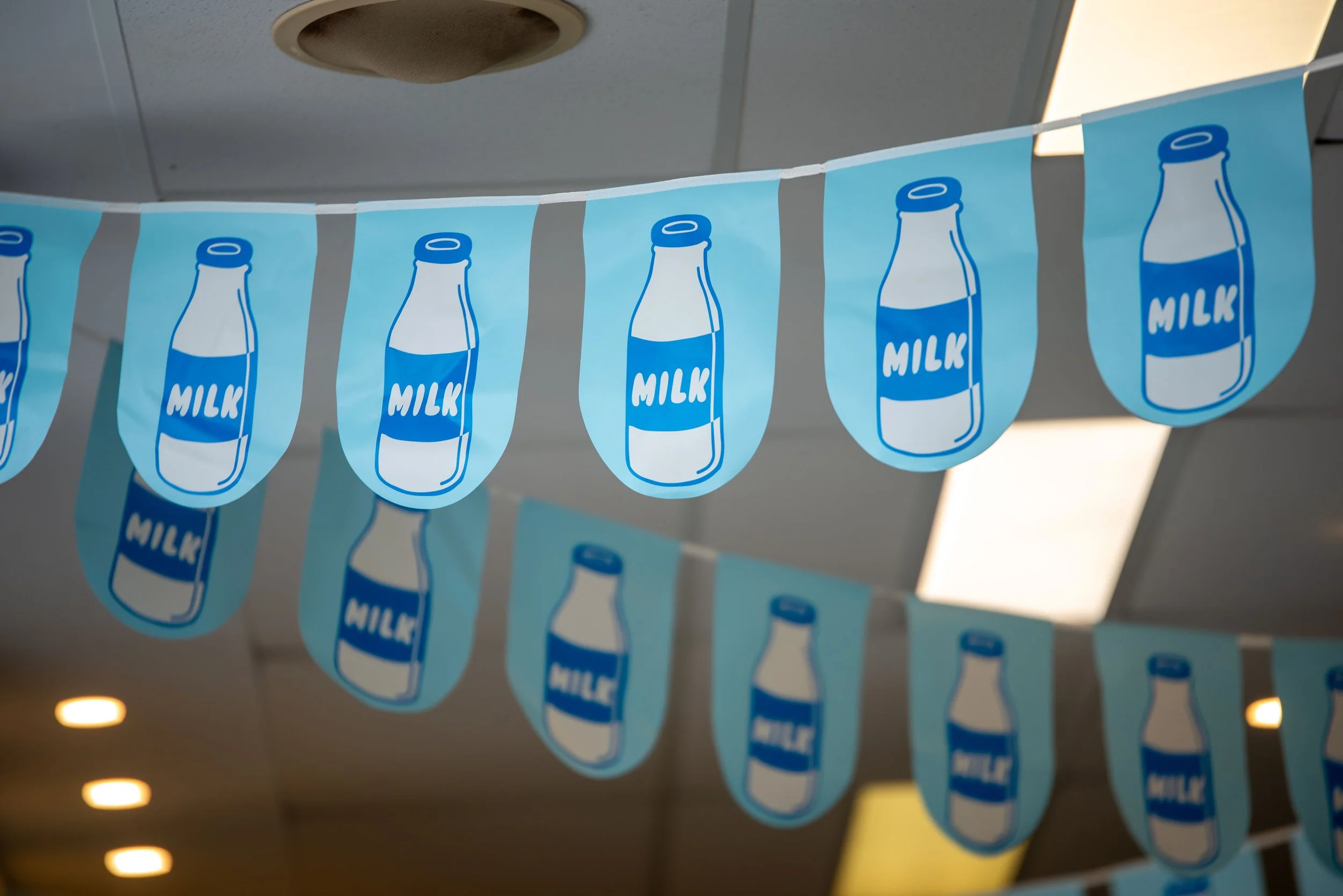 Custom designed bunting for the dairy pavilion 