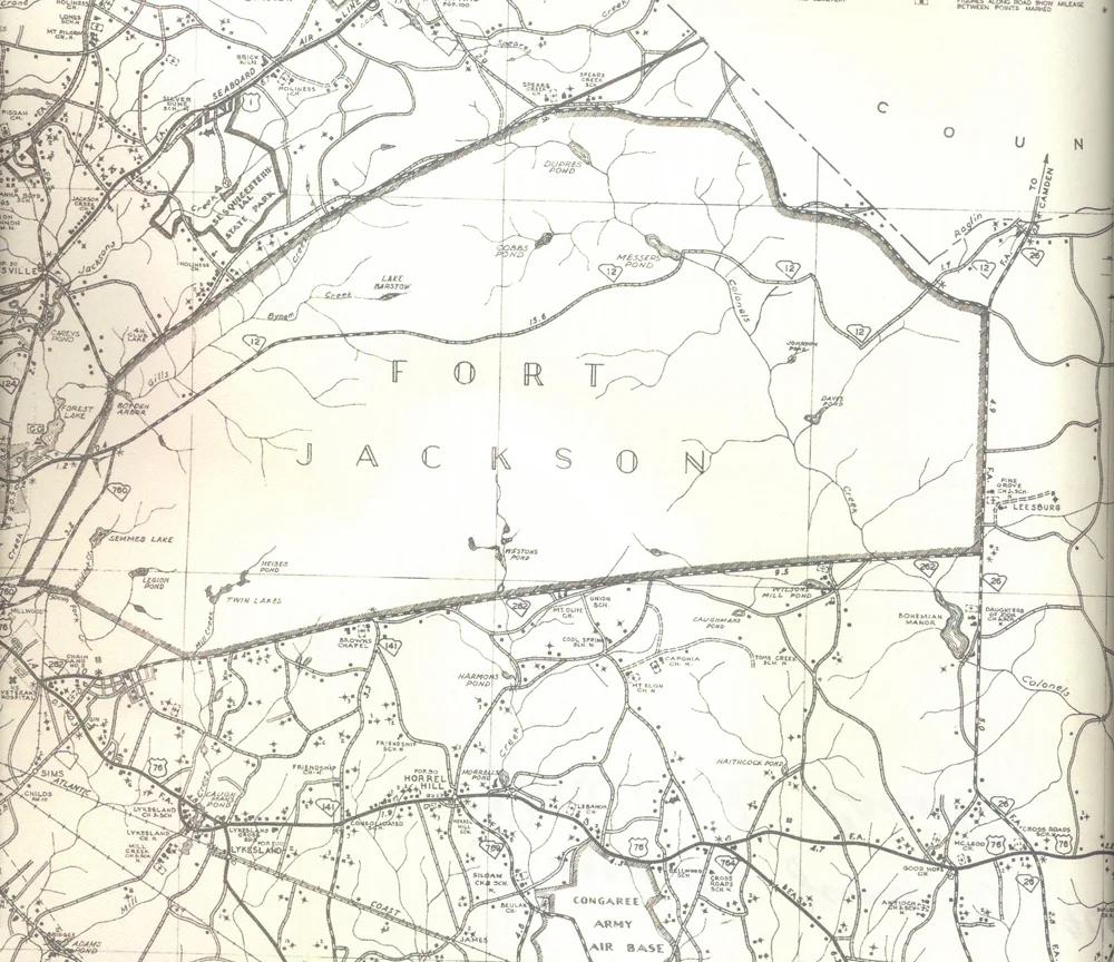 Detail from 1946 Richland County Highway Department map
