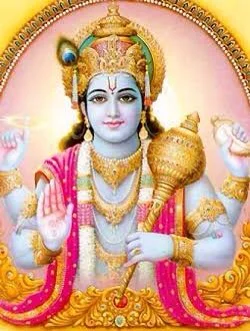 This is vishnu is blue and usually has four arms. He is the provider.