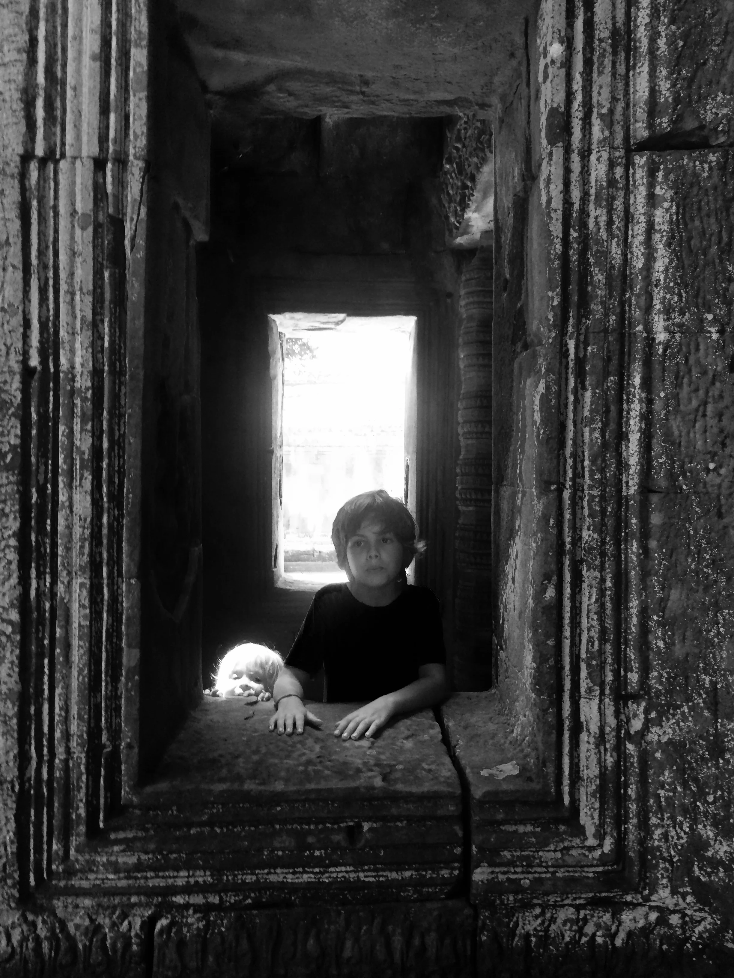 this is where the oldest temple was. It was breaking into bits because it was old and there were big trees growing through it.