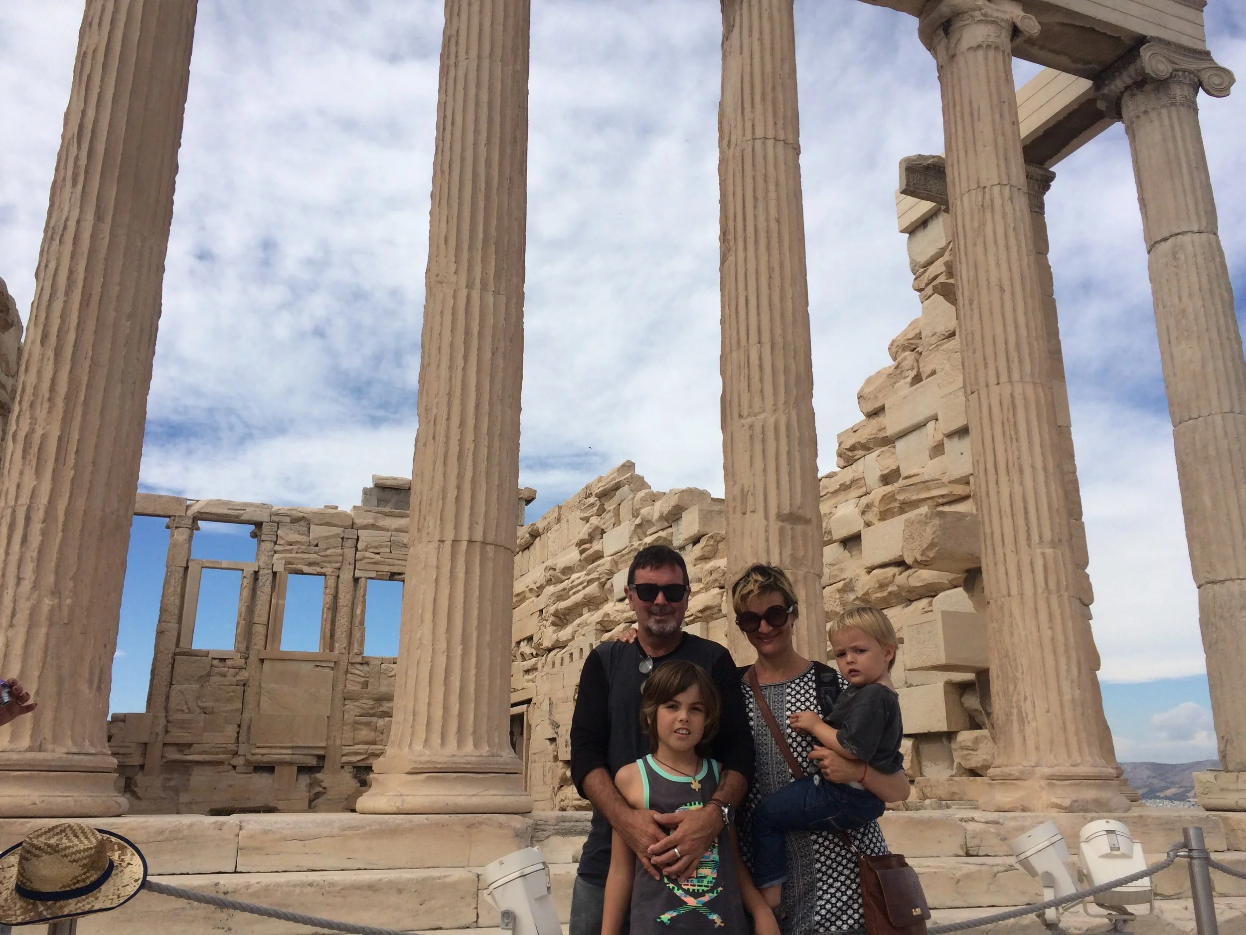we went to this famous structure called the Acropolis. it sits on a hill above Athens. It's a really good view and Hugo kept throwing rocks everywhere. 