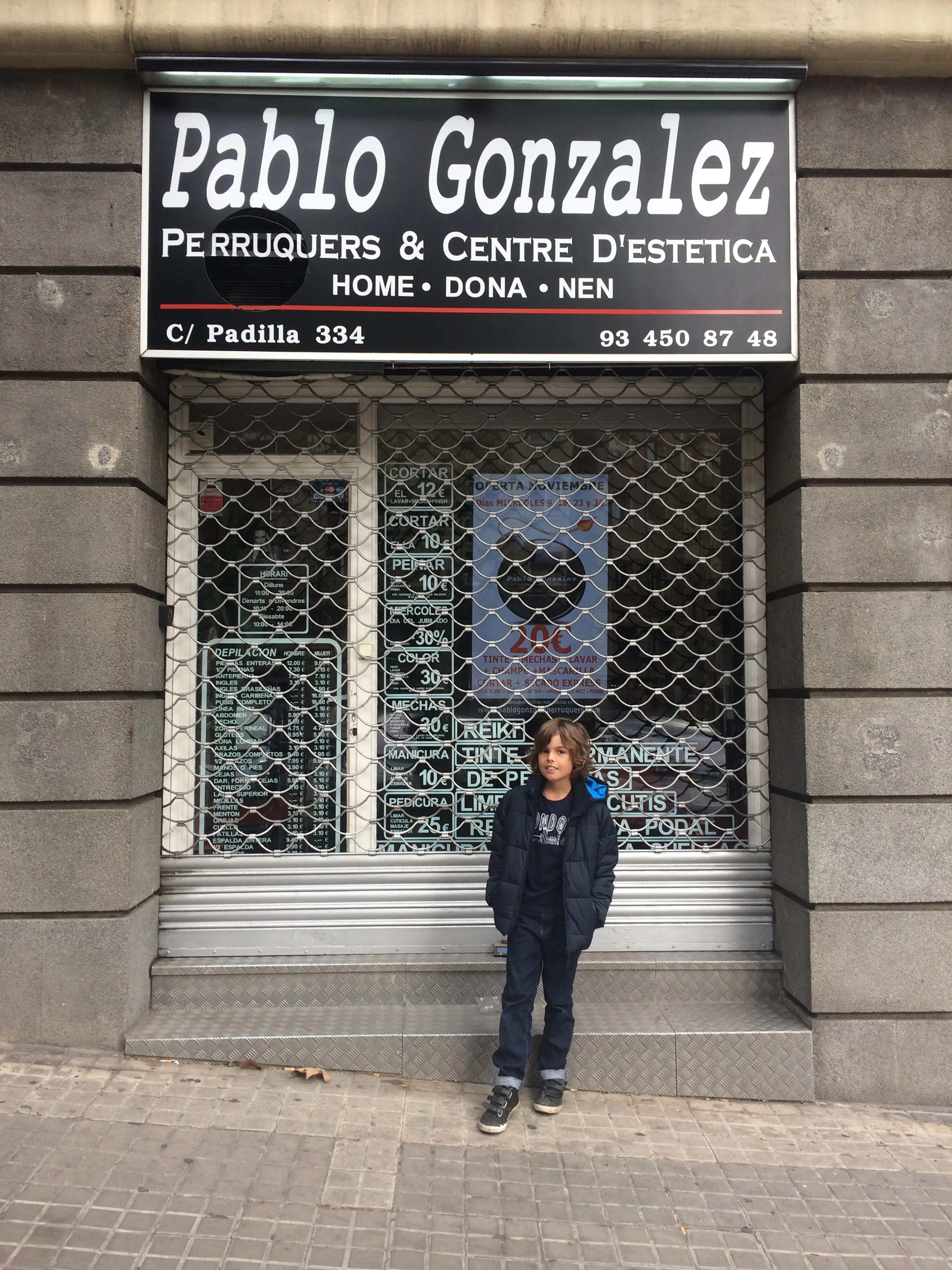 when we looked through Barcelona we found this shop what had this sign saying Pablo because it is a Spanish name. 