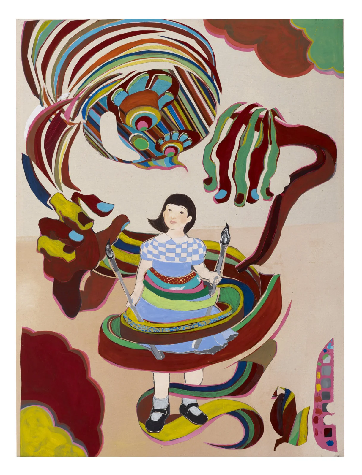 Thanks for the Cosmic Knowledge, 2014 Paper and acrylic paint on canvas 38” X 24”