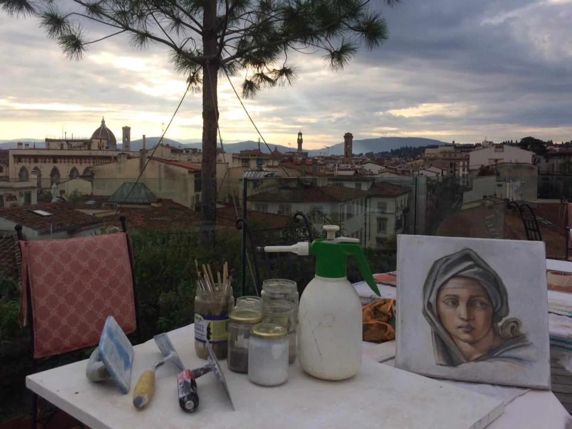 Having an outdoor class in the garden with a stunning view of Florence.