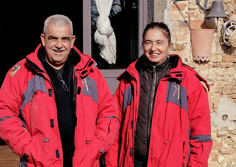 The vineyard and hot air balloon owner: Stefano Travaglia and Gianna
