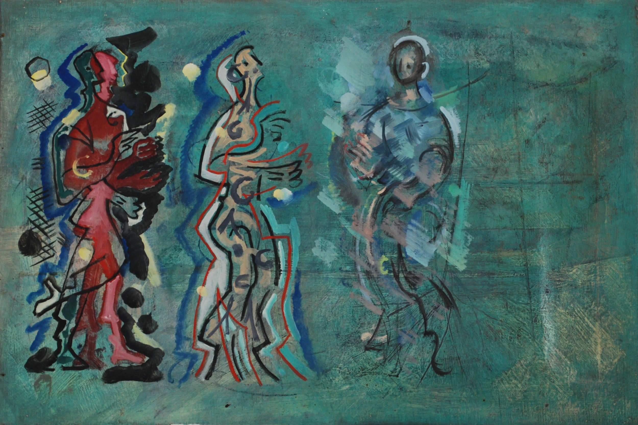  Three Figures, c1958 Oil on Canvas,&nbsp;77 x 51cm 