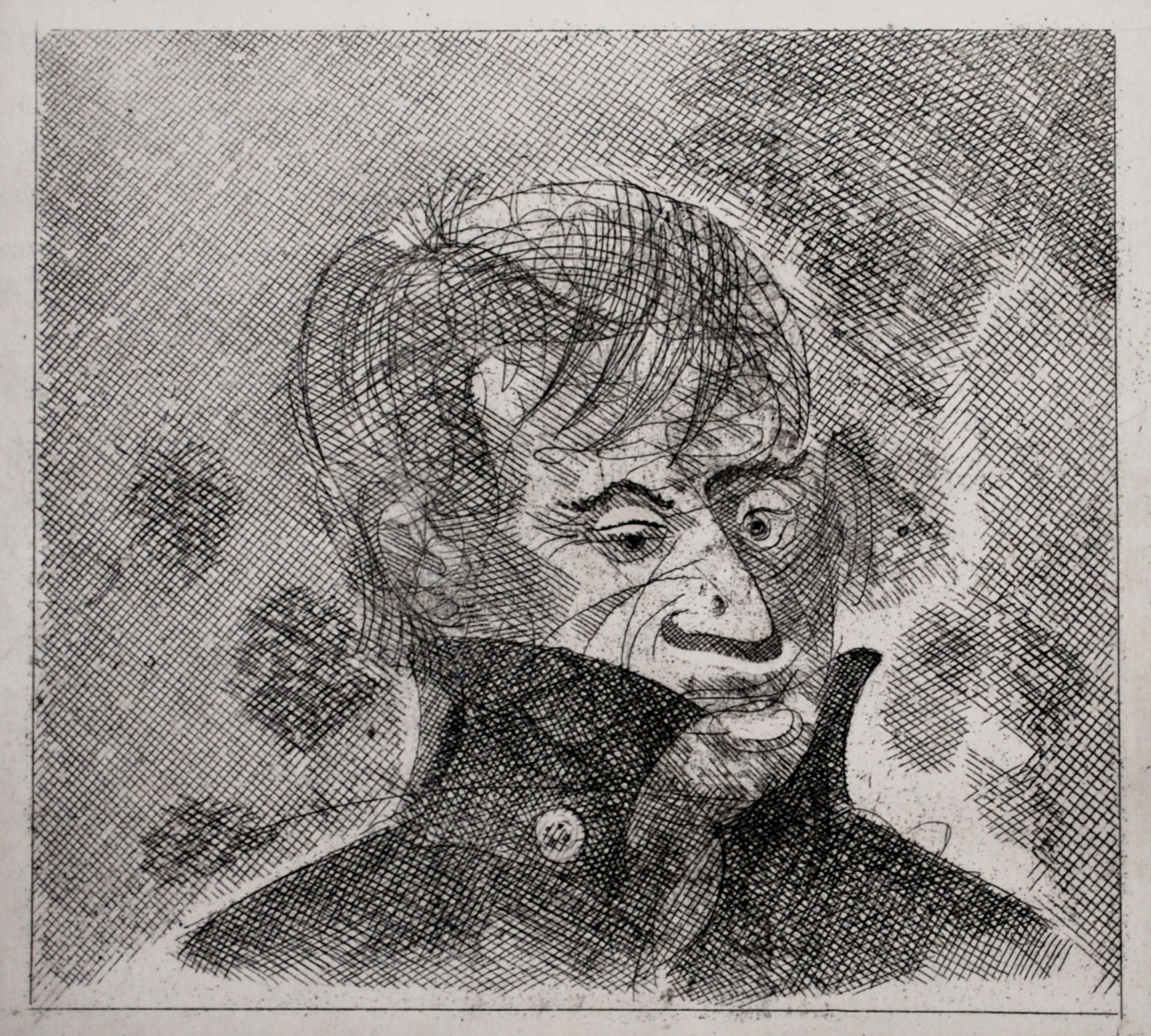  Portrait Head of Francis Bacon Etching c1990, &nbsp;20 x 18 cm 