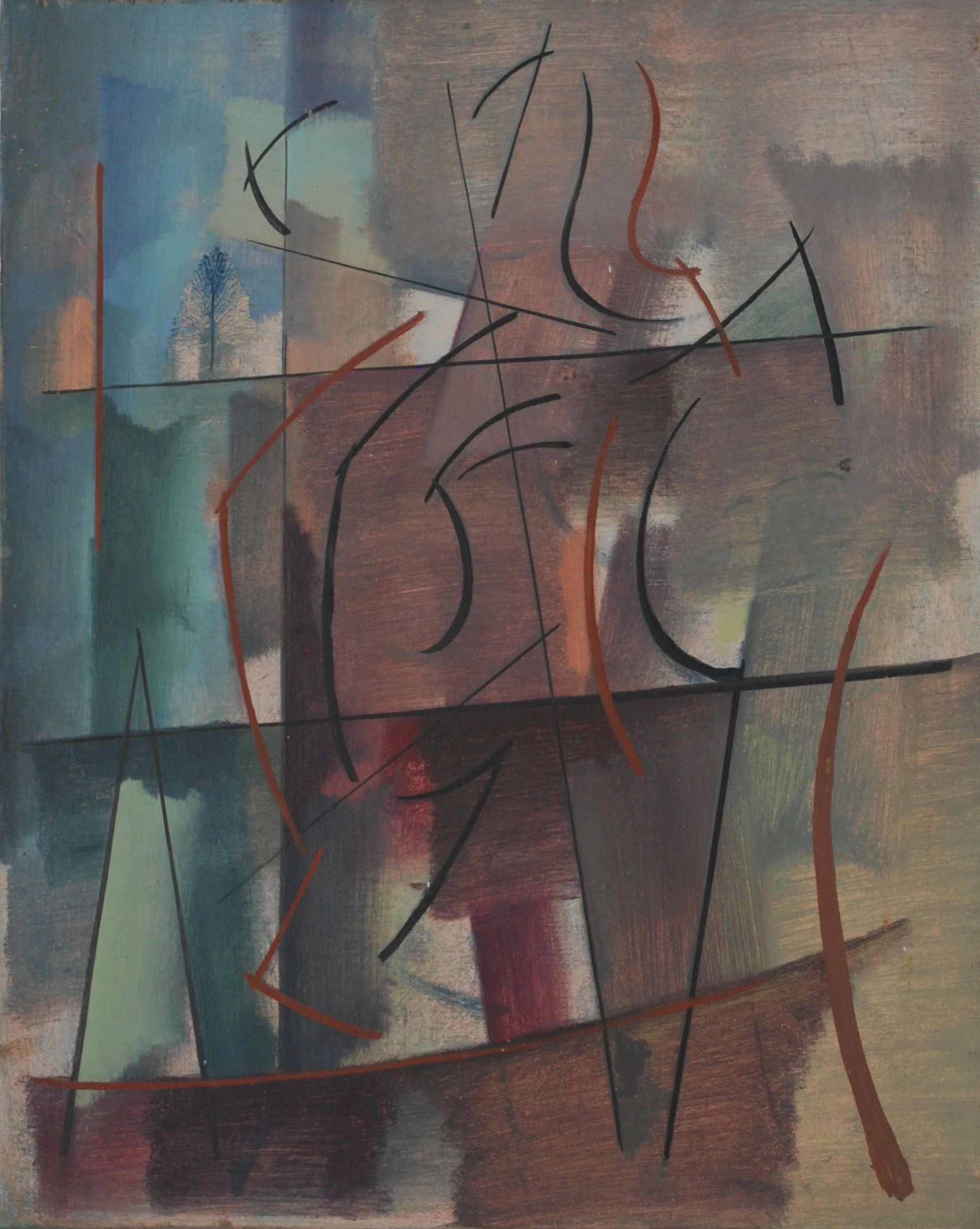  Figurative Abstract, c1958 Oil on Canvas, 41 x 51cm 