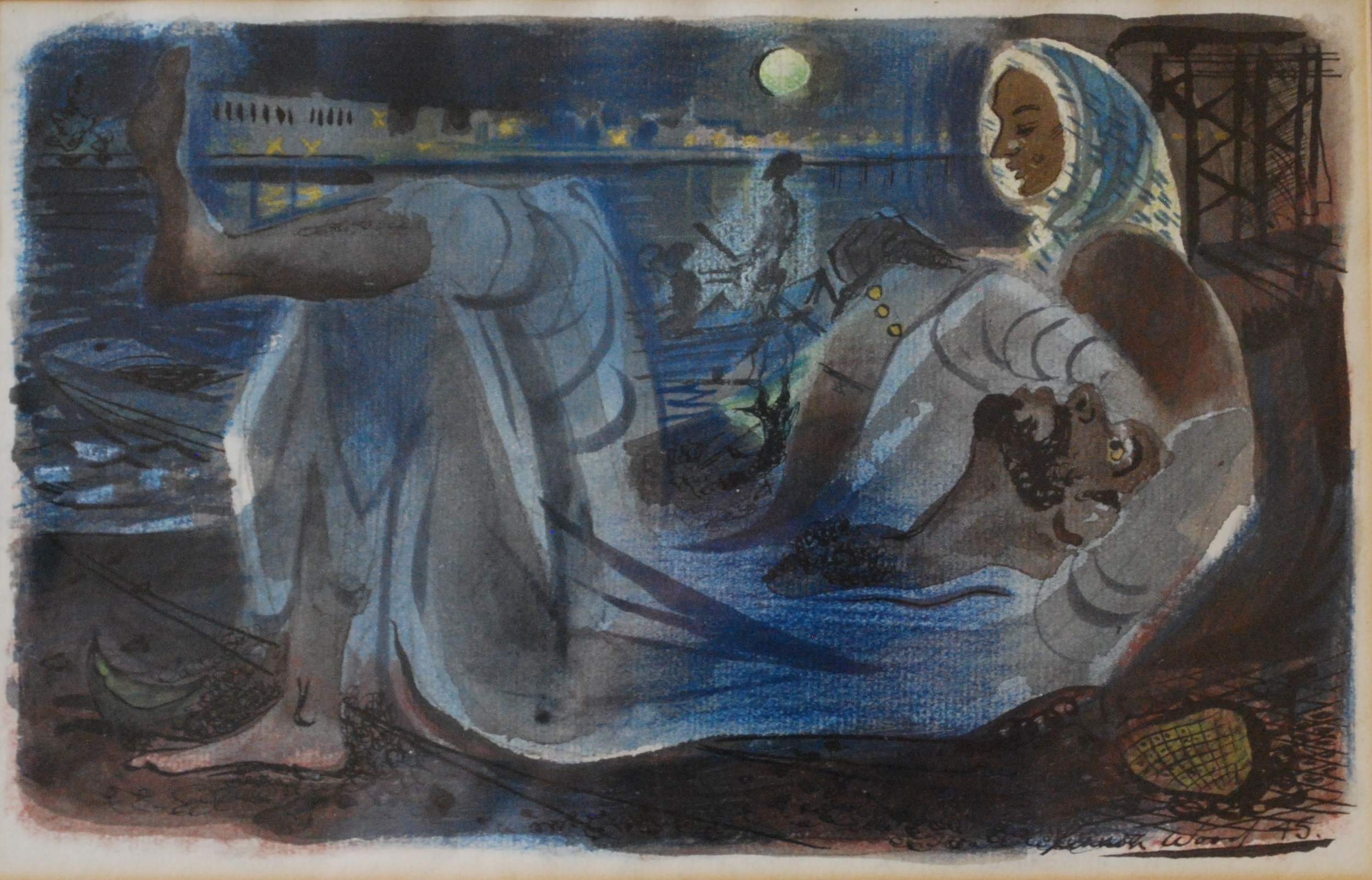  Reclining Arab Figure, 1945 Watercolour &nbsp;26 x 16 cm 