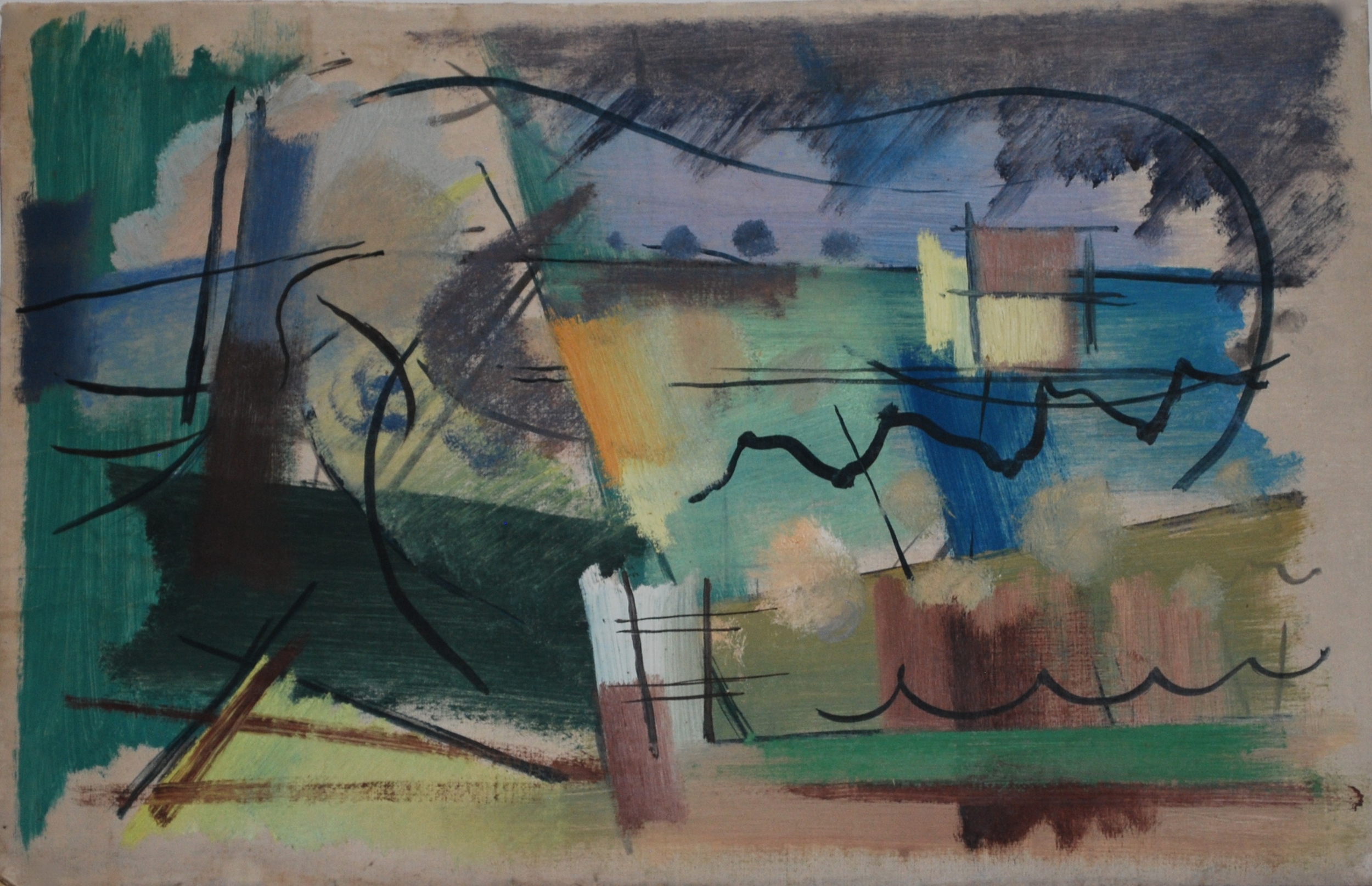  Landscape, c1950&nbsp; Watercolour 49 x 33cm 