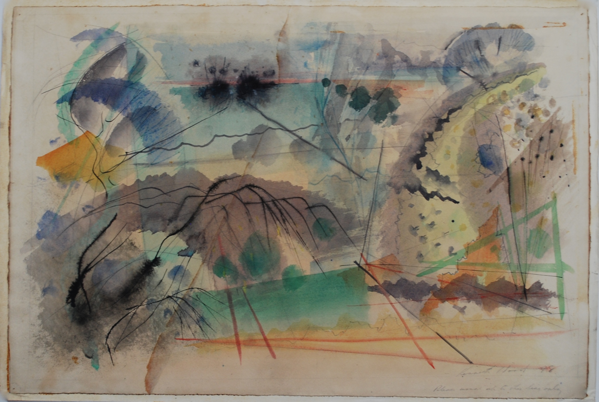  Landscape, 1948 Watercolour &amp; Ink &nbsp;58 x 38cm 