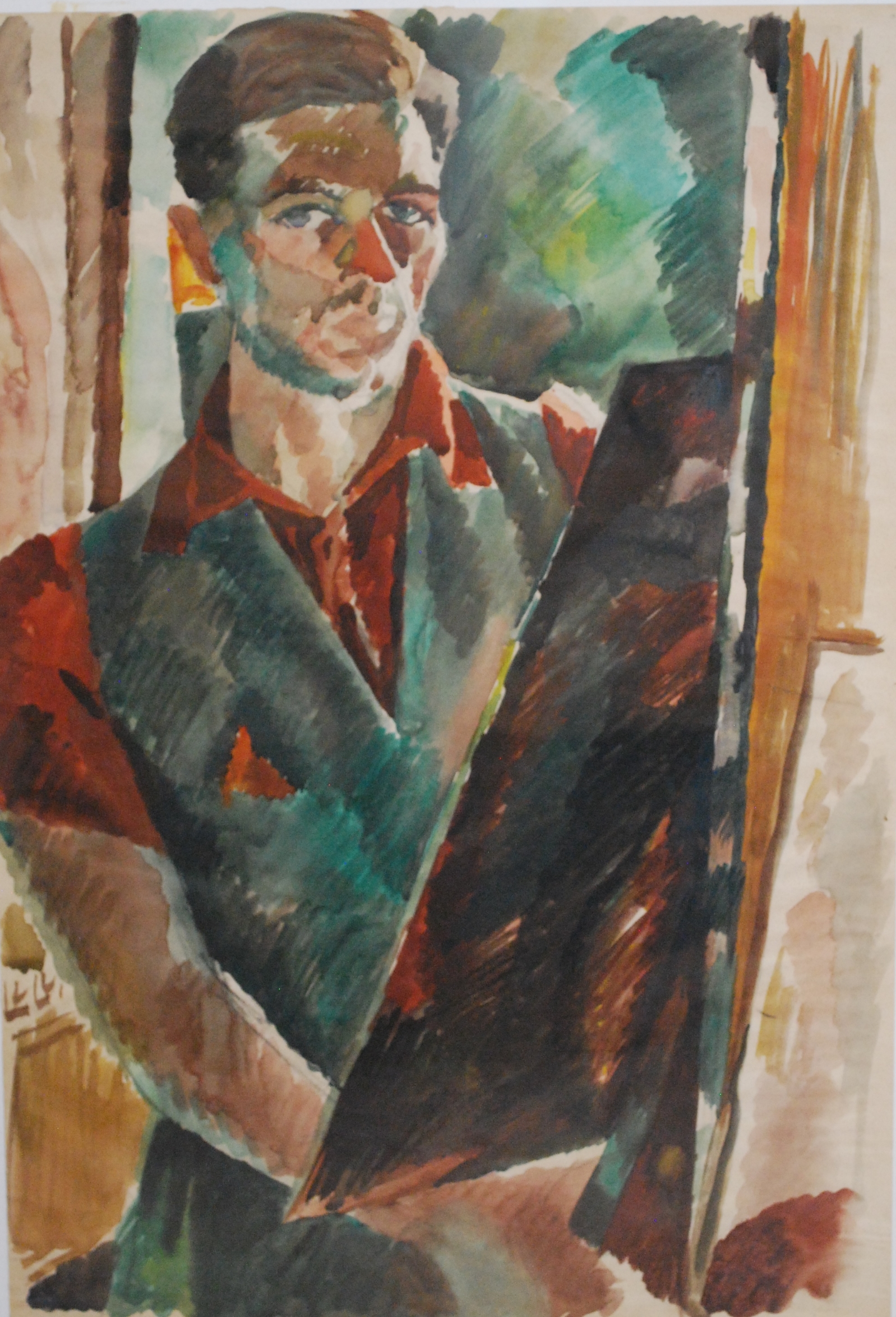  Kenneth Wood Self Portrait Watercolour 1937, 38 x 55cm 