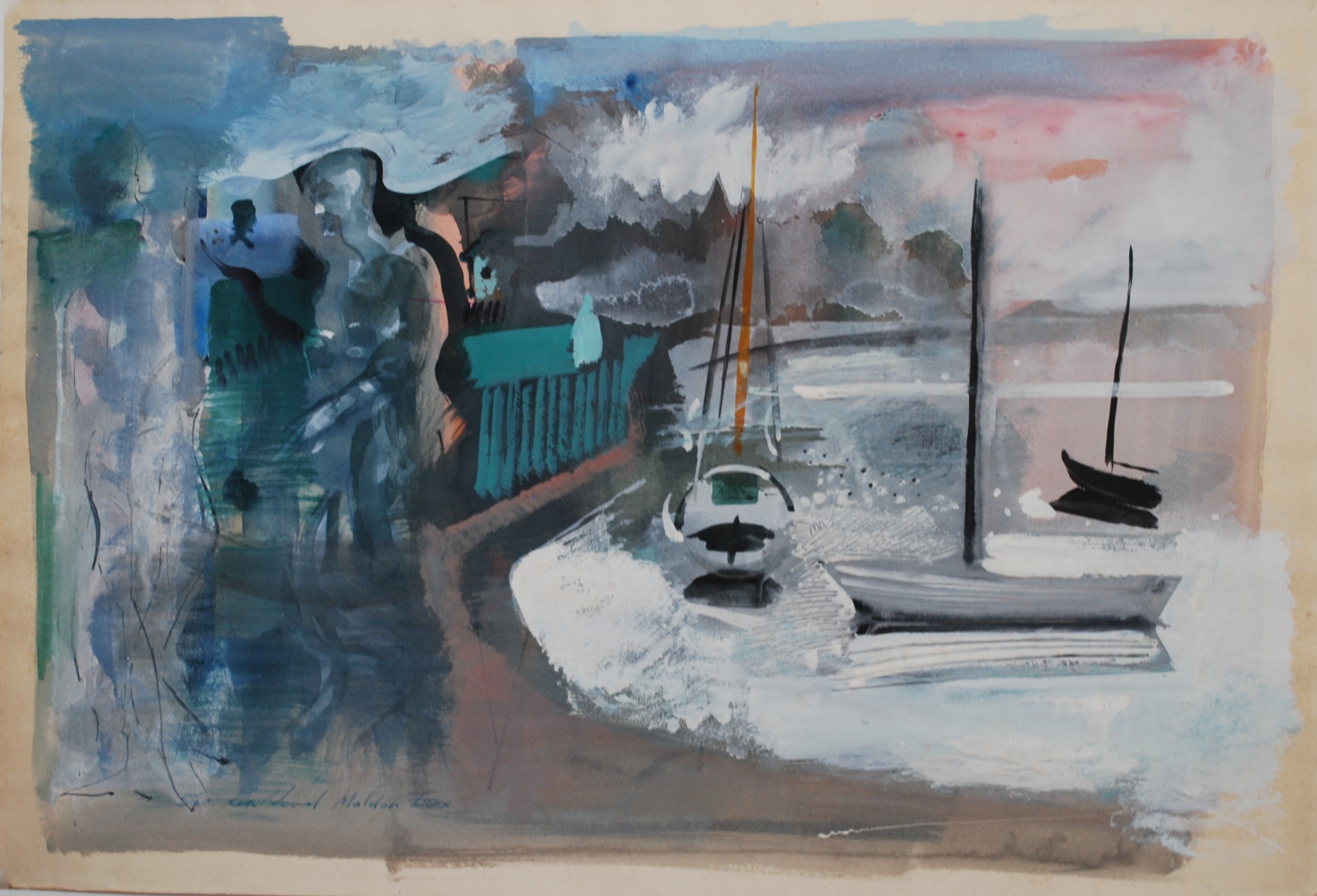  Maldon, Essex. 1956 Watercolour &amp; Gouache 53 x 36cm 