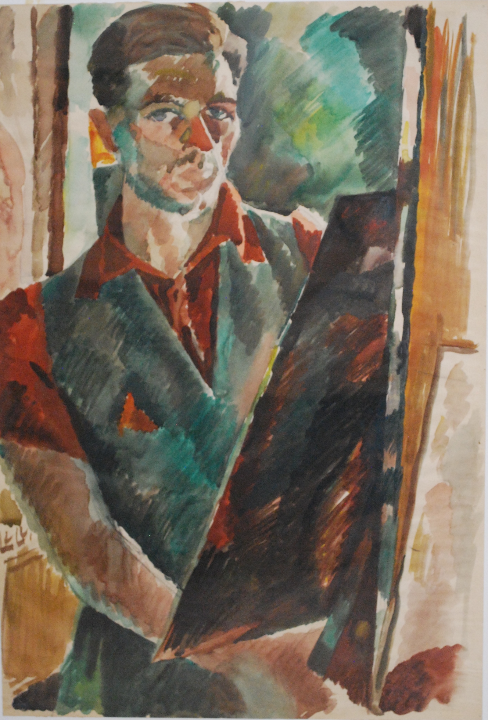  Kenneth Wood Self Portrait Watercolour 1937, 38 x 55cm 