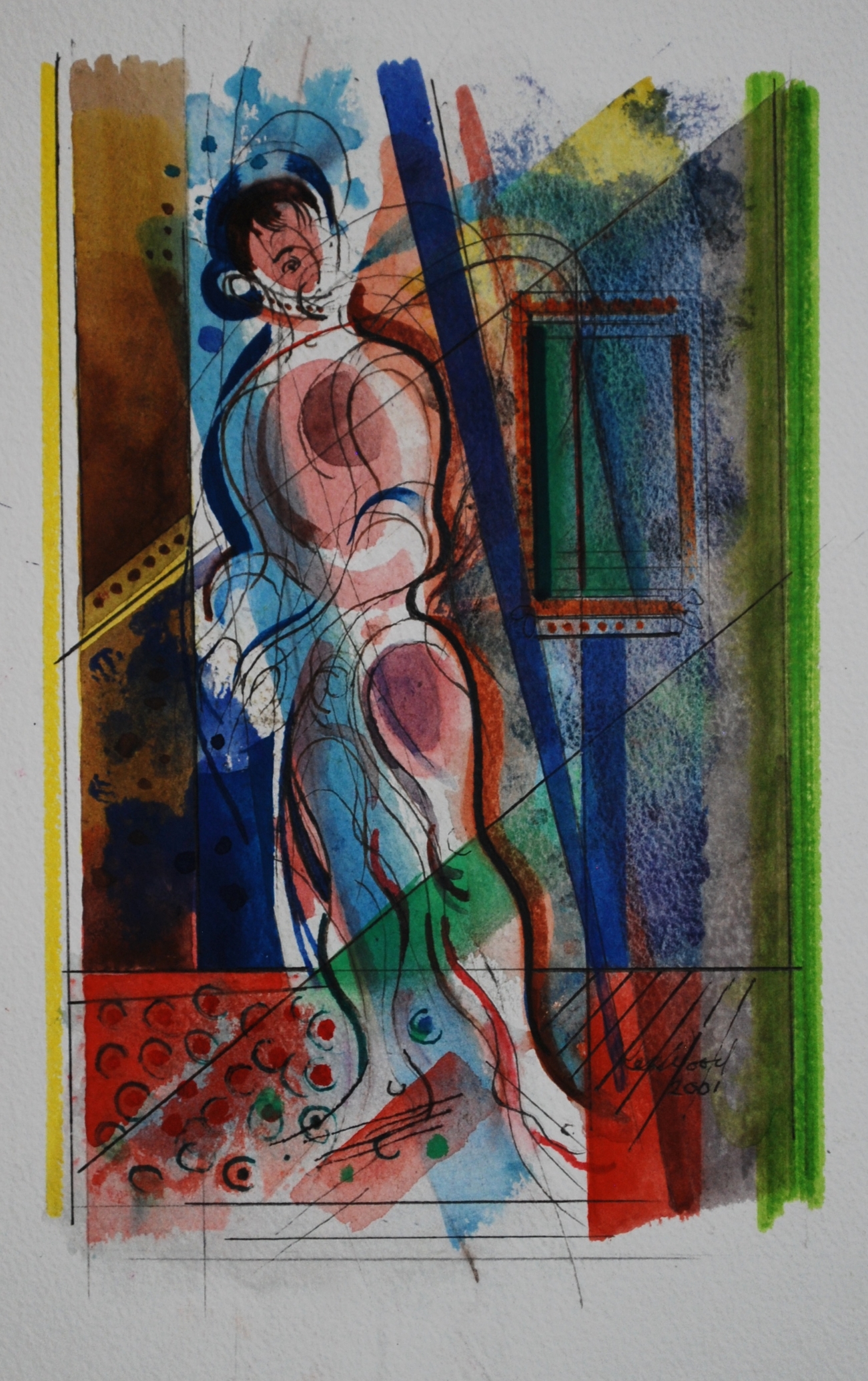  Male Figure, 2001&nbsp; Watercolour 17 x 25cm 