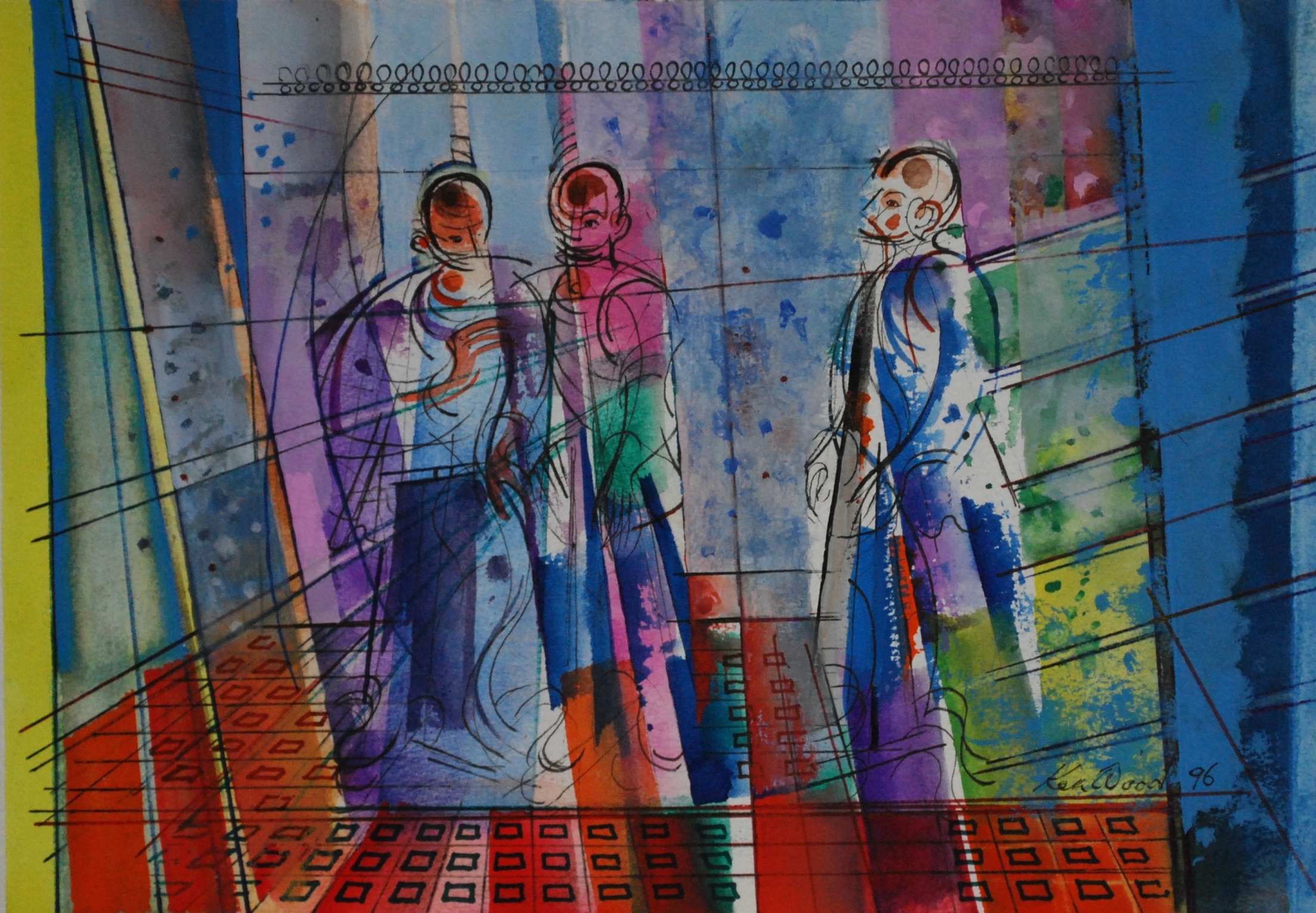  Frieze of Figures, 1996 Watercolour &nbsp;38 x 27&nbsp;cm 