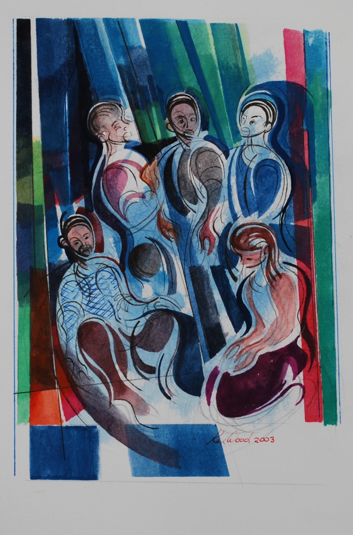  Collection of Figures, 2003 Watercolour &amp; Gouache 19 X 28 cm 