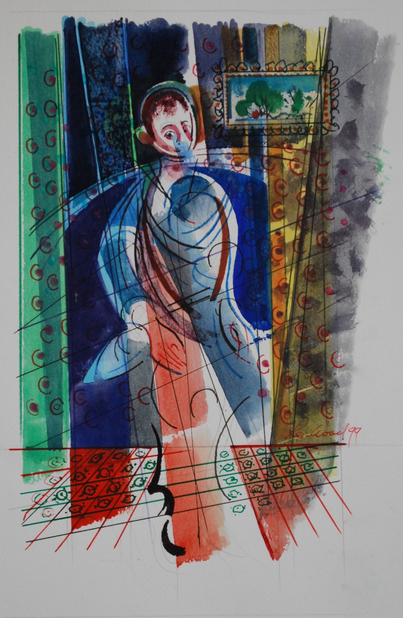  Male Figure, 2001&nbsp; Watercolour 17 x 25cm 