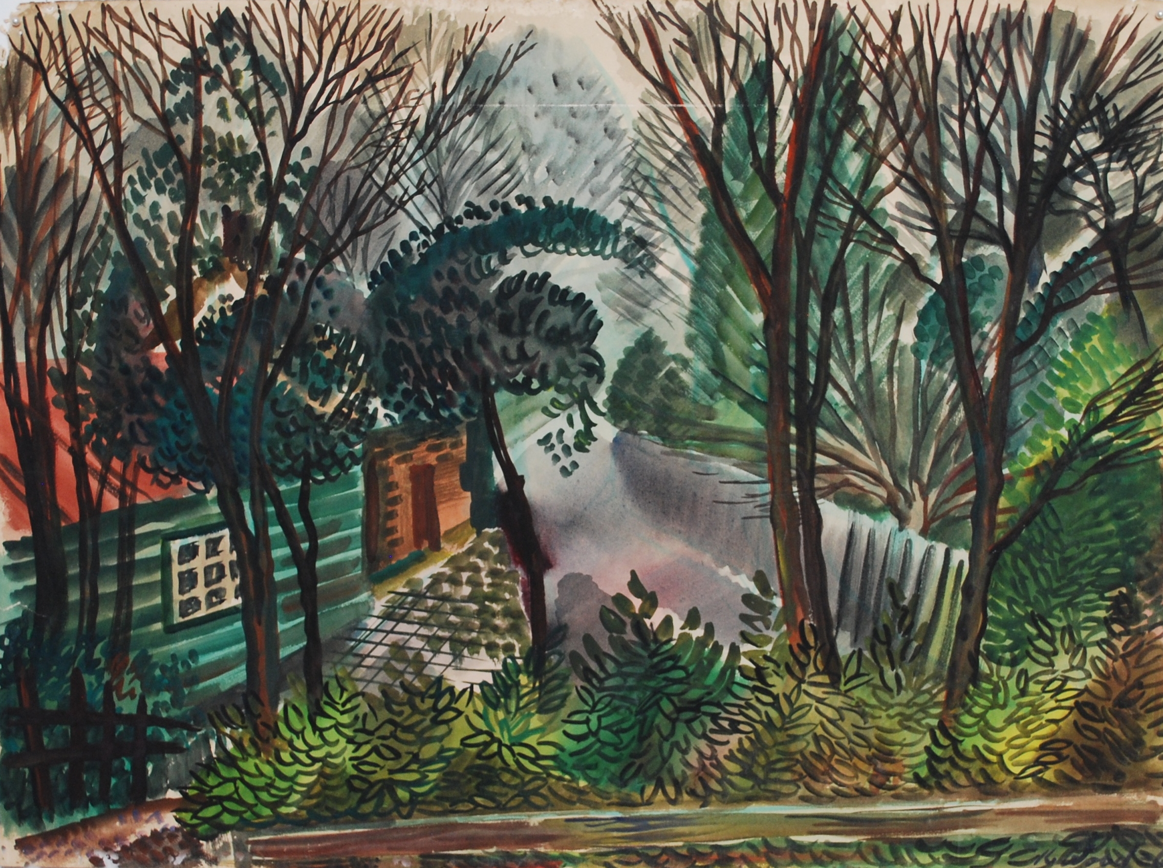  Wooded Landscape, 1937 Watercolour &amp; Gouache &nbsp;56 x 41cm 